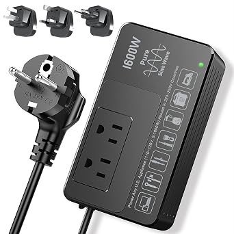 HYTED 1600W Voltage Converter 220V to 110V   Power American Appliances Overseas, Pure Sine Wave, Plug & Play, No Limitations, Surge Protection   High Power Step Down Transformer US to EU/UK/AU/Asia