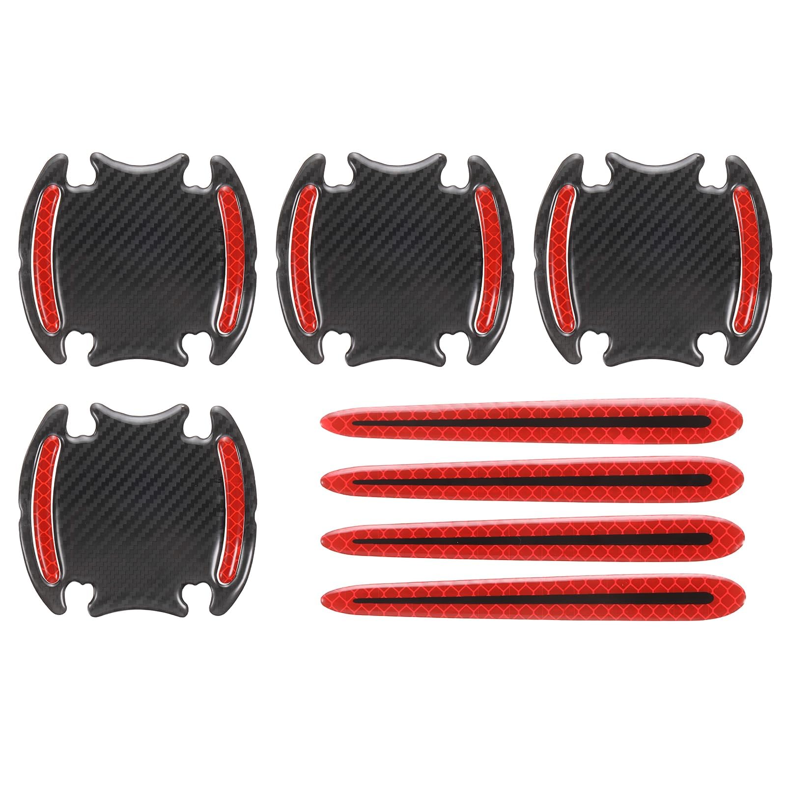 YDSTNiu 8 PCS car door handle reflective strips for Mini Countryman 1 (I) R60 I 2010-2017, anti-scratch protector carbon fiber stickers night visibility warning decals,Red
