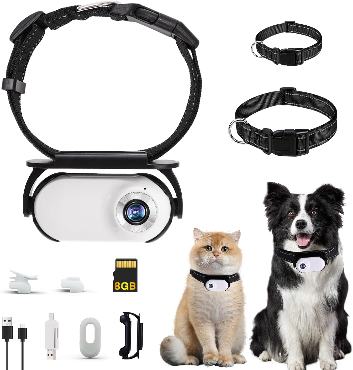 Pet Baby Updated 360° Rotating Cat Camera Collar with 8GB SD Card, HD