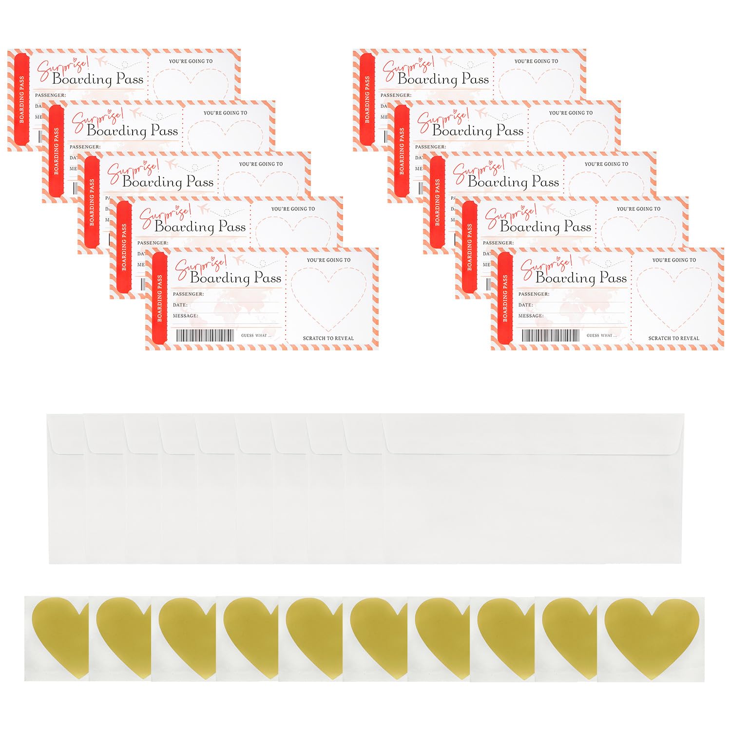 Tabanzhe Personalised Scratch Card Reveal – Holiday Boarding Pass Travel Ticket with Envelope, Surprise Trip Gift for Couples, Family, Friends Travel Reveal Idea (Pink)
