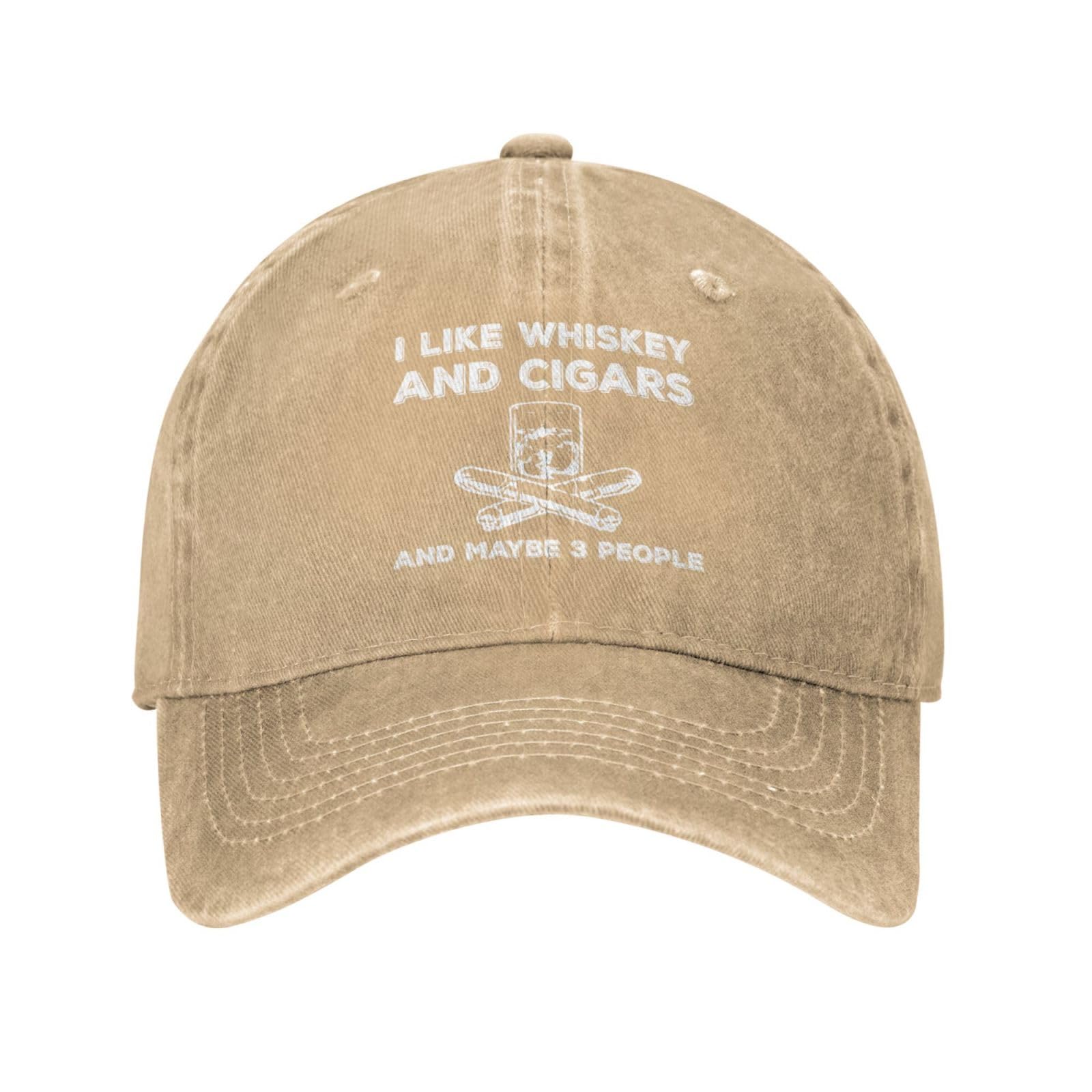 BEIXBE Funny Hat I Like Whiskey and Cigars and Maybe 3 People Hat for Women Baseball Hat Cute Cap Natural