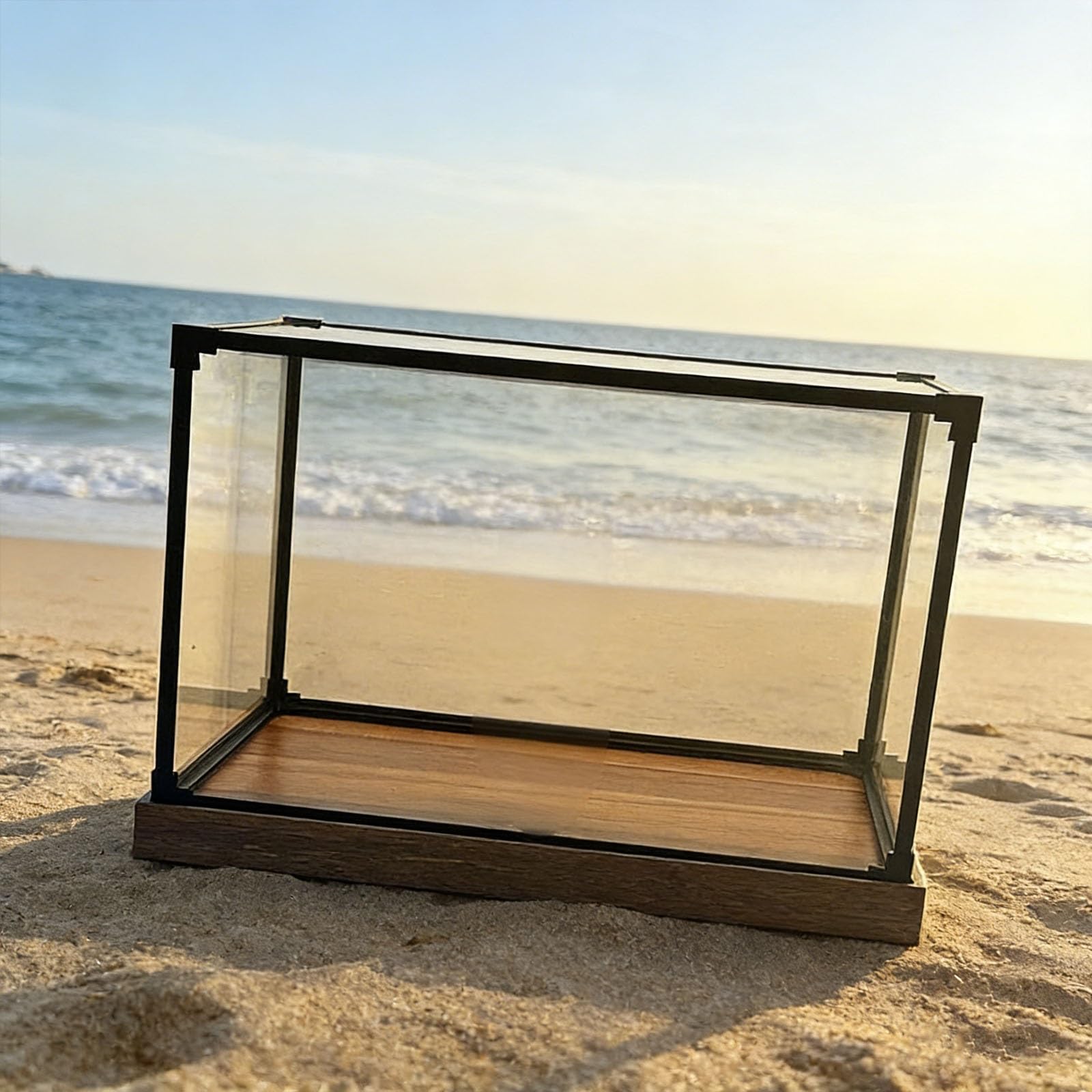 Staubdichte Box Transparente Schutzvitrine Holzboden als Alternative zu Glasvitrine Stapelbare Sammlerstücke Würfel Aufbewahrungsbox für Figuren Modelle Verkaufsveranstaltungen(35x35x35cm)
