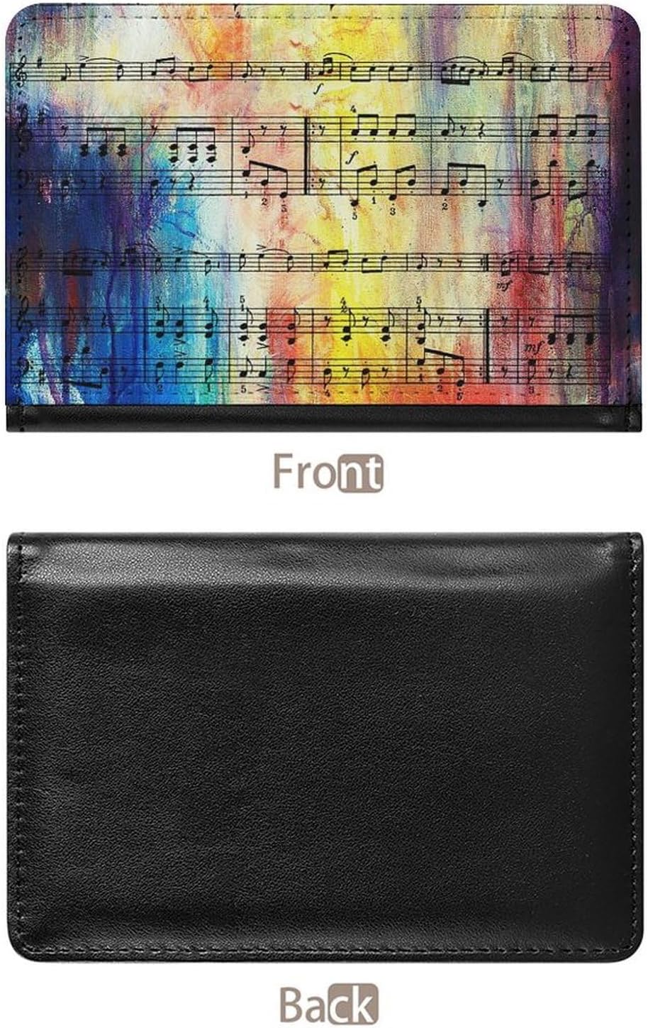 Vintage Music Note Passport Cover Family Printed Leather Passport Holder Minimalist Front Pocket Slim Travel Wallet Cover Case Lightweight Credit Card Holder for Women Men image 3