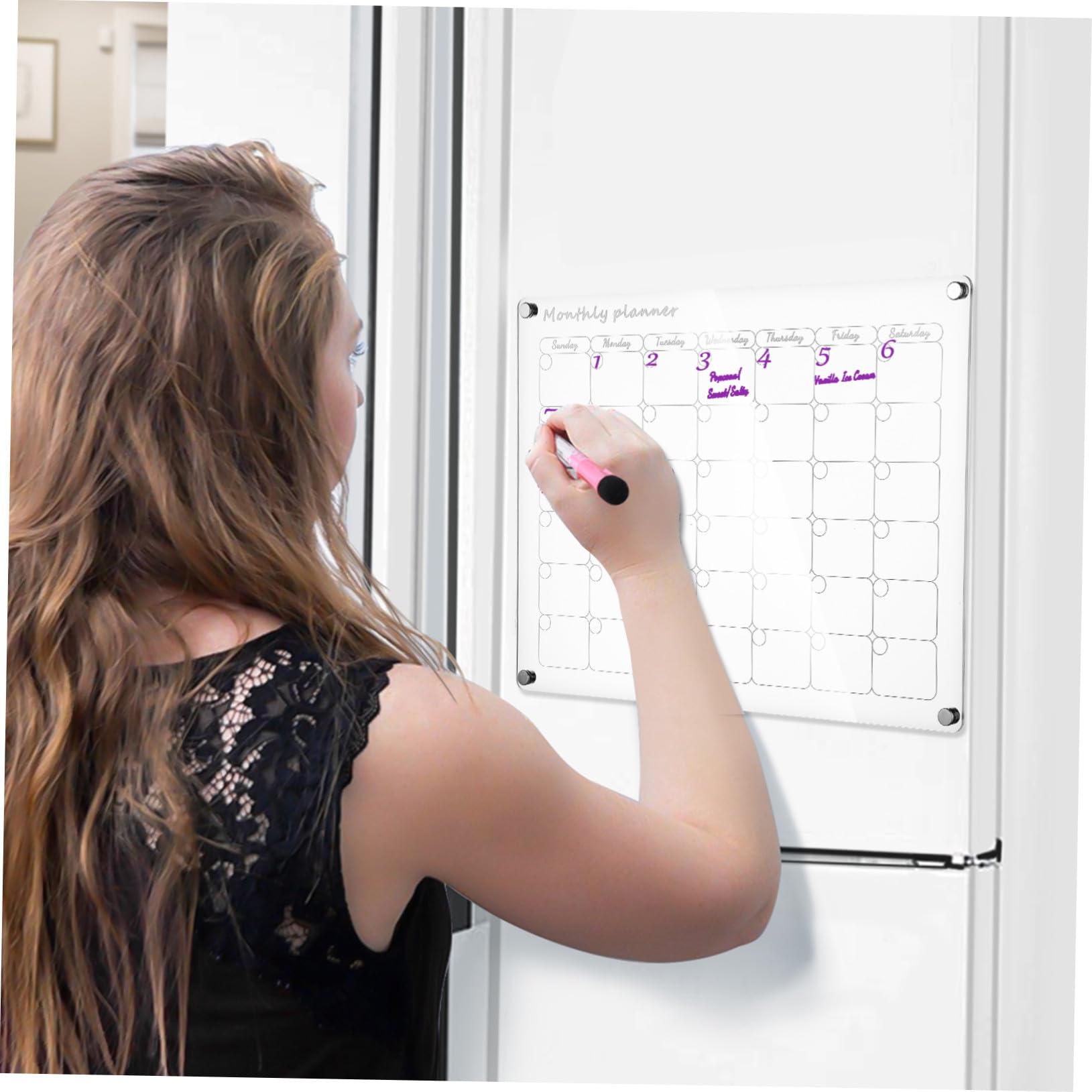 Gadpiparty Magnetische Planungstafel 2 Stück aus Transparentem Acryl mit Anti Rutsch Design und Glatten Kanten für Wochen und Monatsplaner im Büro und Zuhause