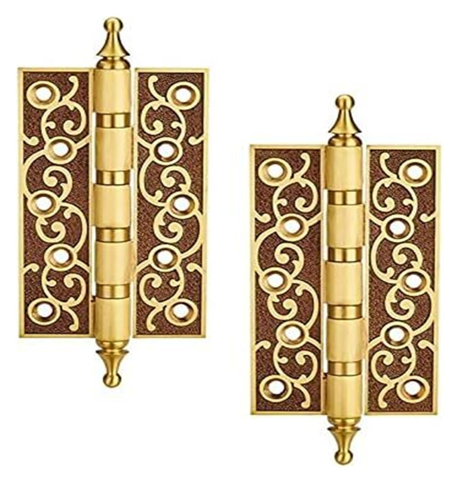 Pzoferlin Euro Gold Door Hinge Brass European Style Carved Flat Door Hinges, Silent Bearing, 4Mm, 2 Pack, Multicolor, 4/5 Inch(,5Inch)