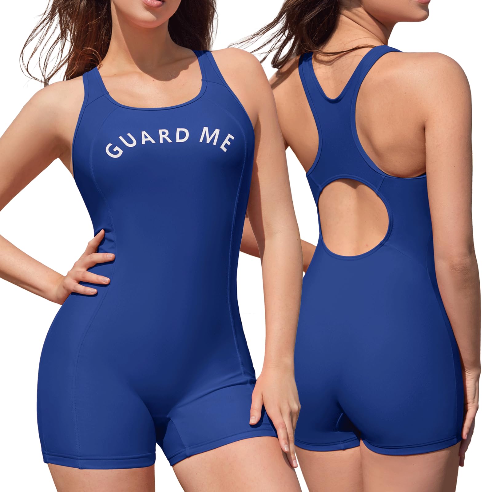 GUARD ME Womens Guard Athletic One Piece Boyleg Swimsuit Competitive Pro Swimwear