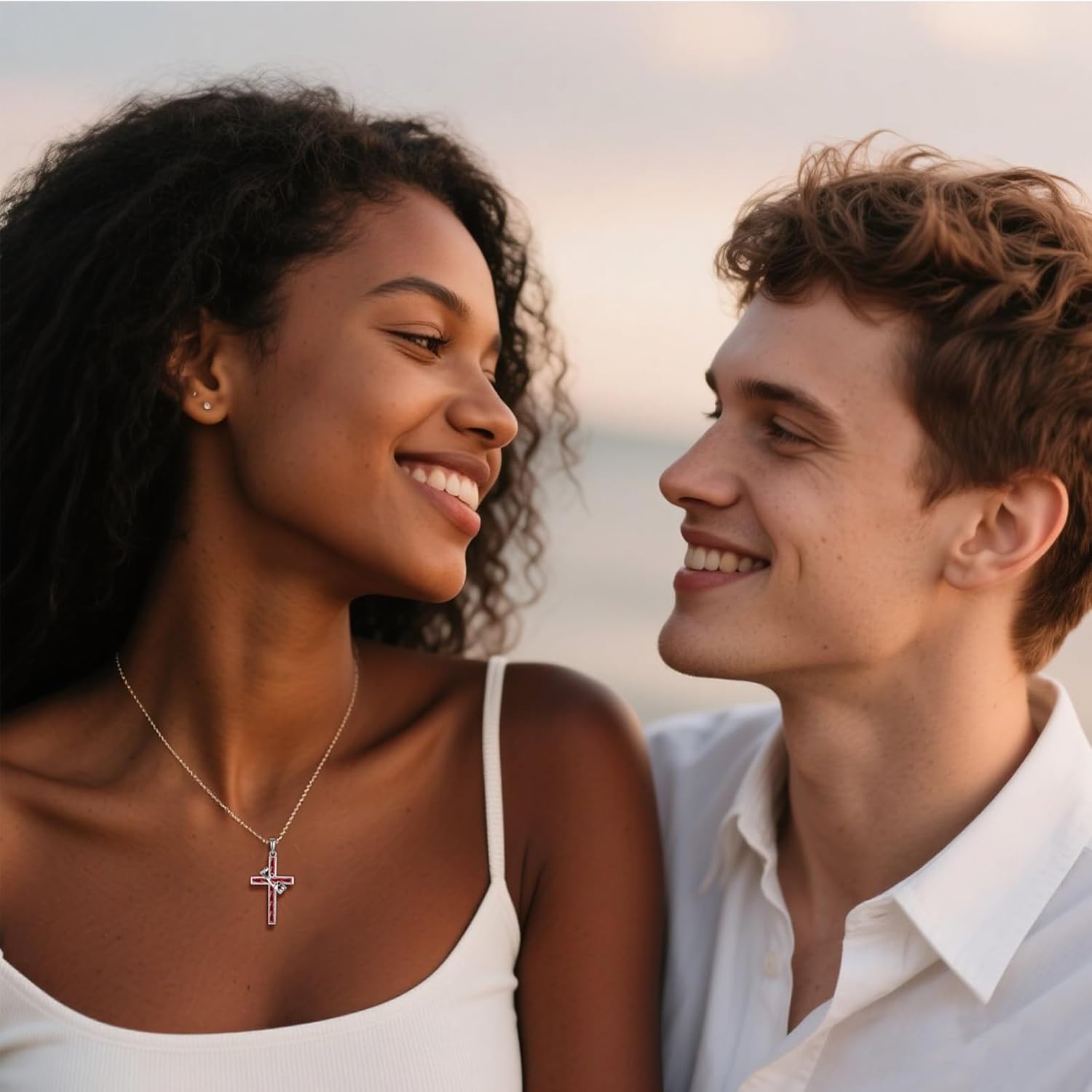 Gemstone Crown Cross Necklaces for Women, 925 Sterling Silver Rectangular cut Zircon Pendant With Rotated Crown Faith Cross Jewelry Gift - Image 3