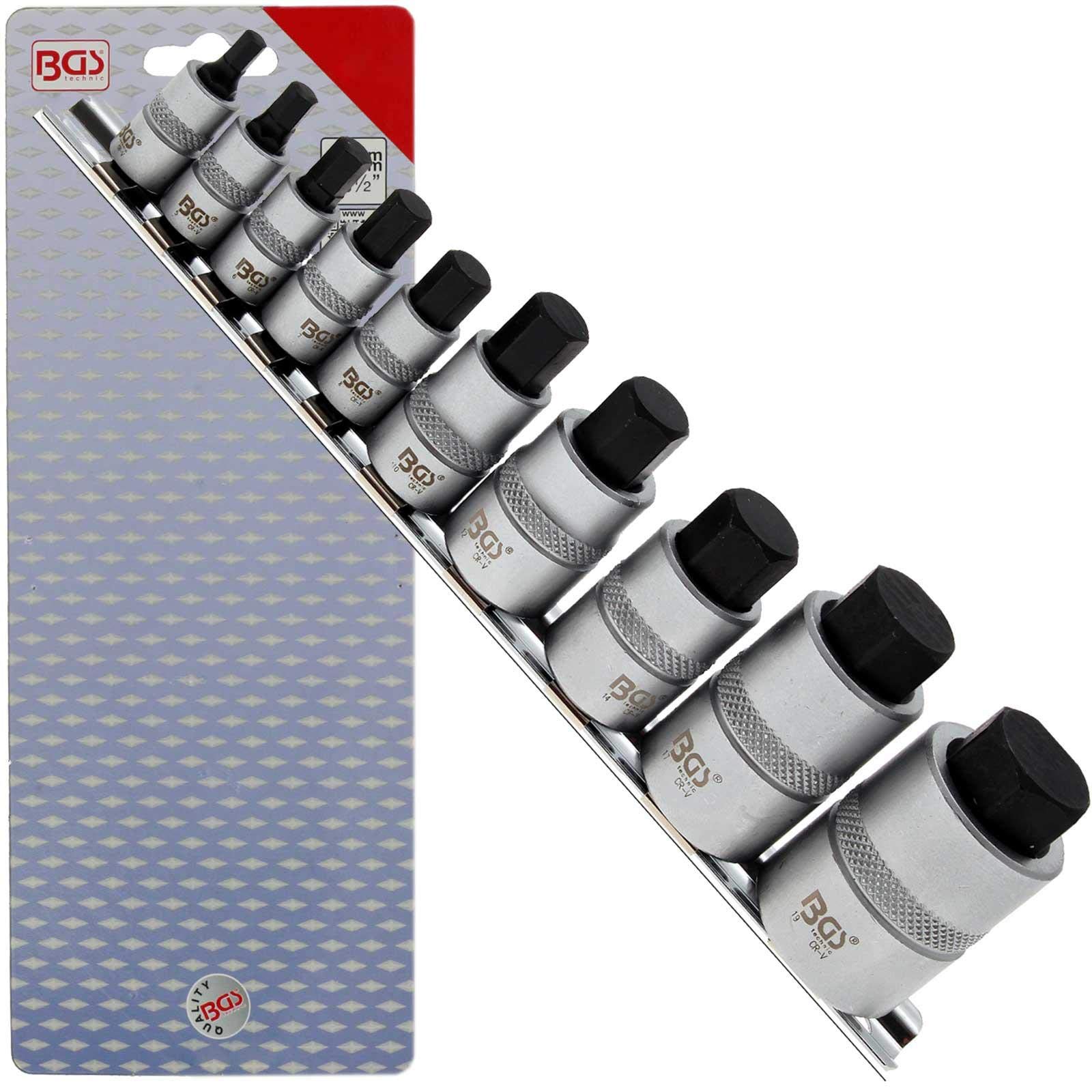 BGS 5099 | Bit-Einsatz-Satz | extra kurz | Innensechskant 4 - 19 mm | 10-tlg.