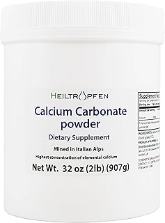 Calcium Carbonate Powder | 2 Pound - 907 g | Dietary Supplement | Highest Purity Limestone | CaCO3 | Heiltropfen®