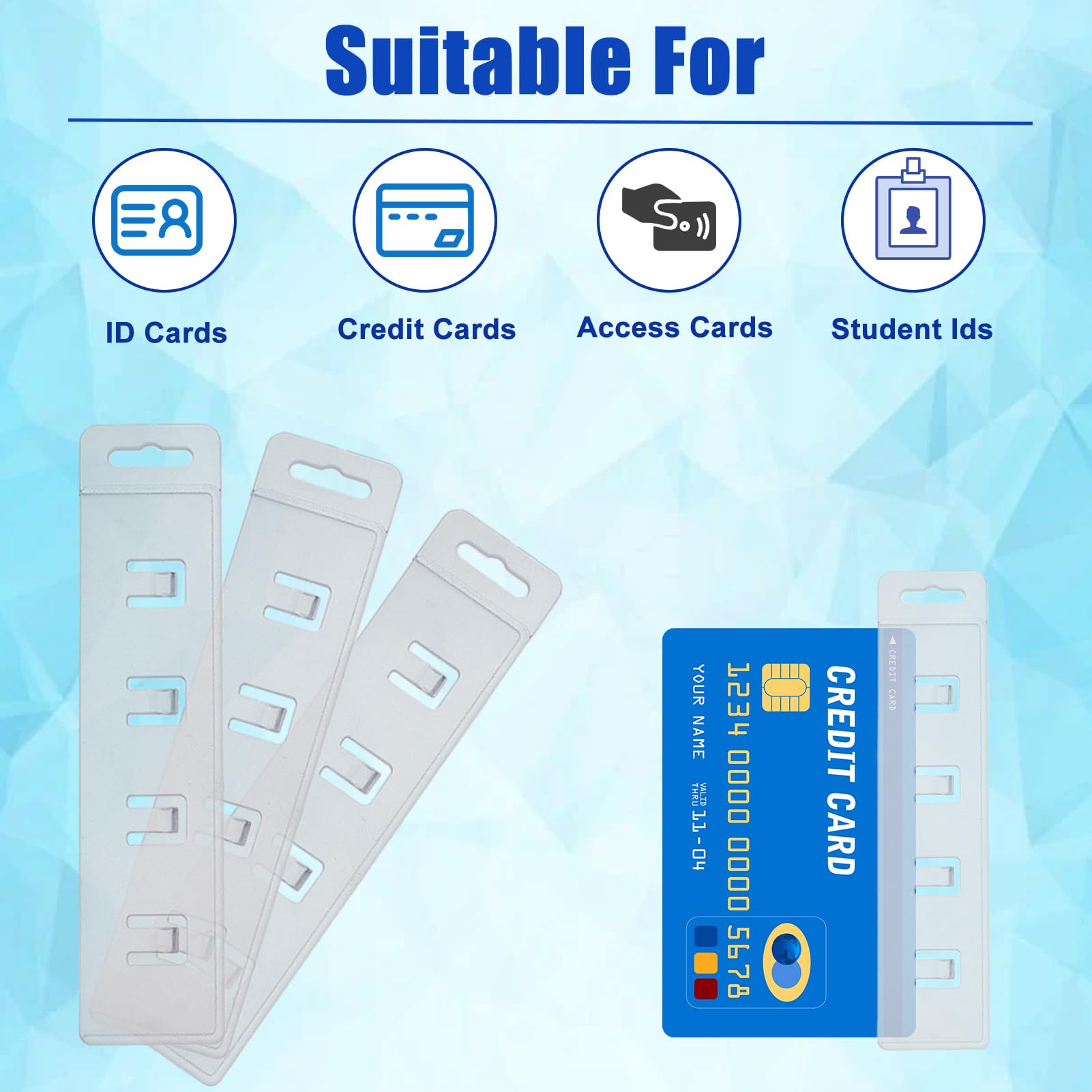NICENEEDED 12 Pcs Half Card Badge Holders, Rigid Plastic Horizontal Swipe ID Badge Holders Sleeves - Image 3