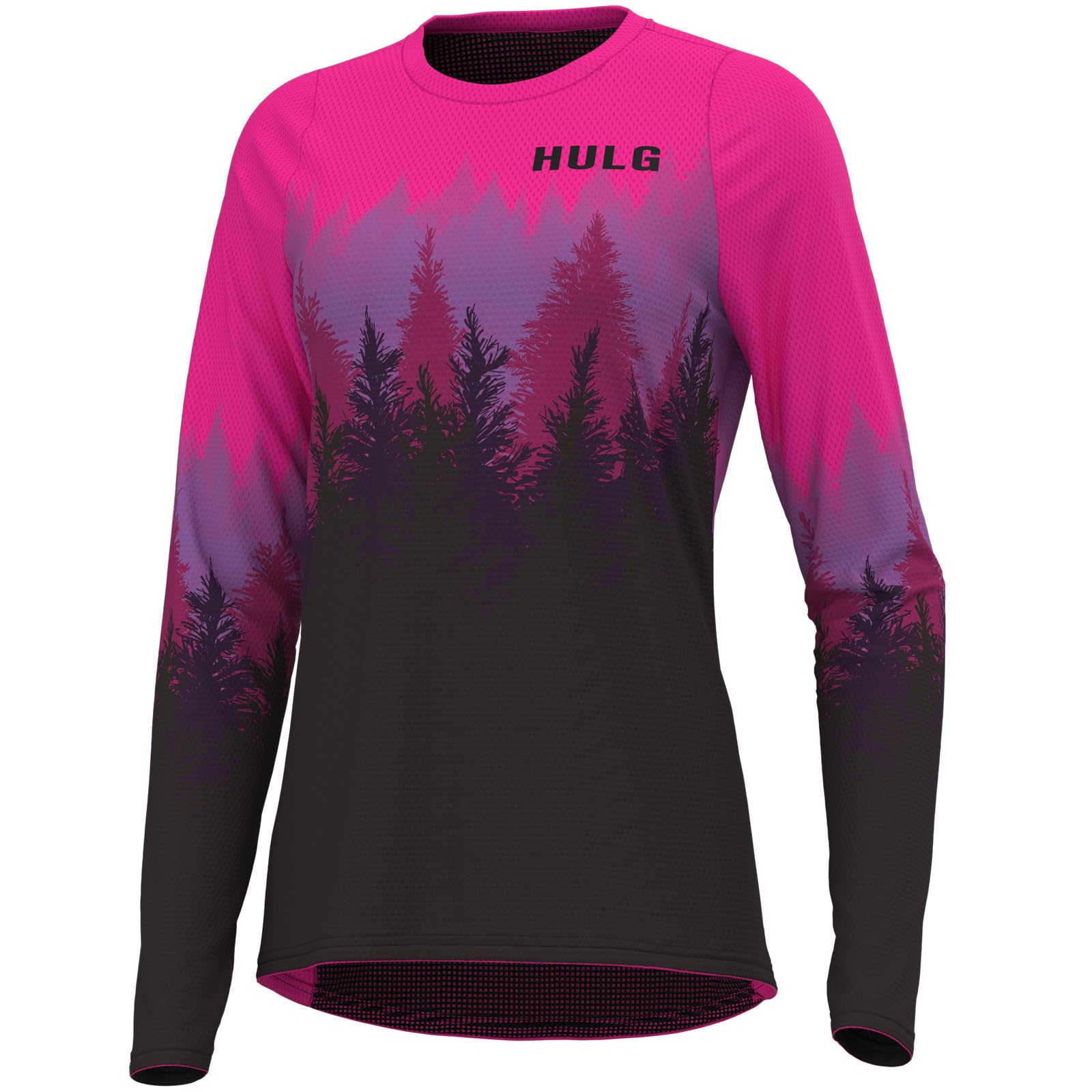 HULG Maillot de Cyclisme Femme Manches Longues, VTT, 100% Polyester, Séchage Rapide, Respirant