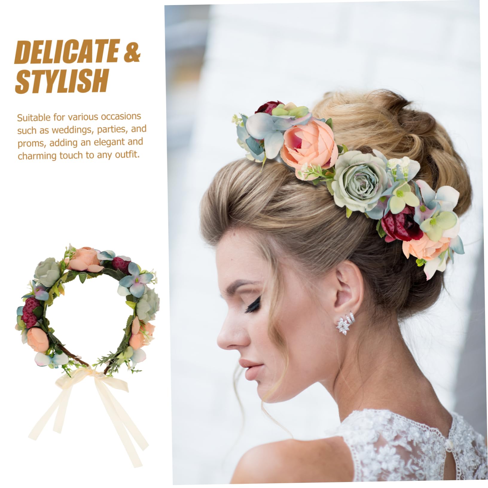 MAGICLULU 3 Stk Party-haarbänder Blumenkopfschmuck Für Die Braut Blaue Tiara Kopfschmuck Hochzeit Haarband Mit Blumenkrone Brautkopfschmuck Für Die Hochzeit Reisen Bilden Rose