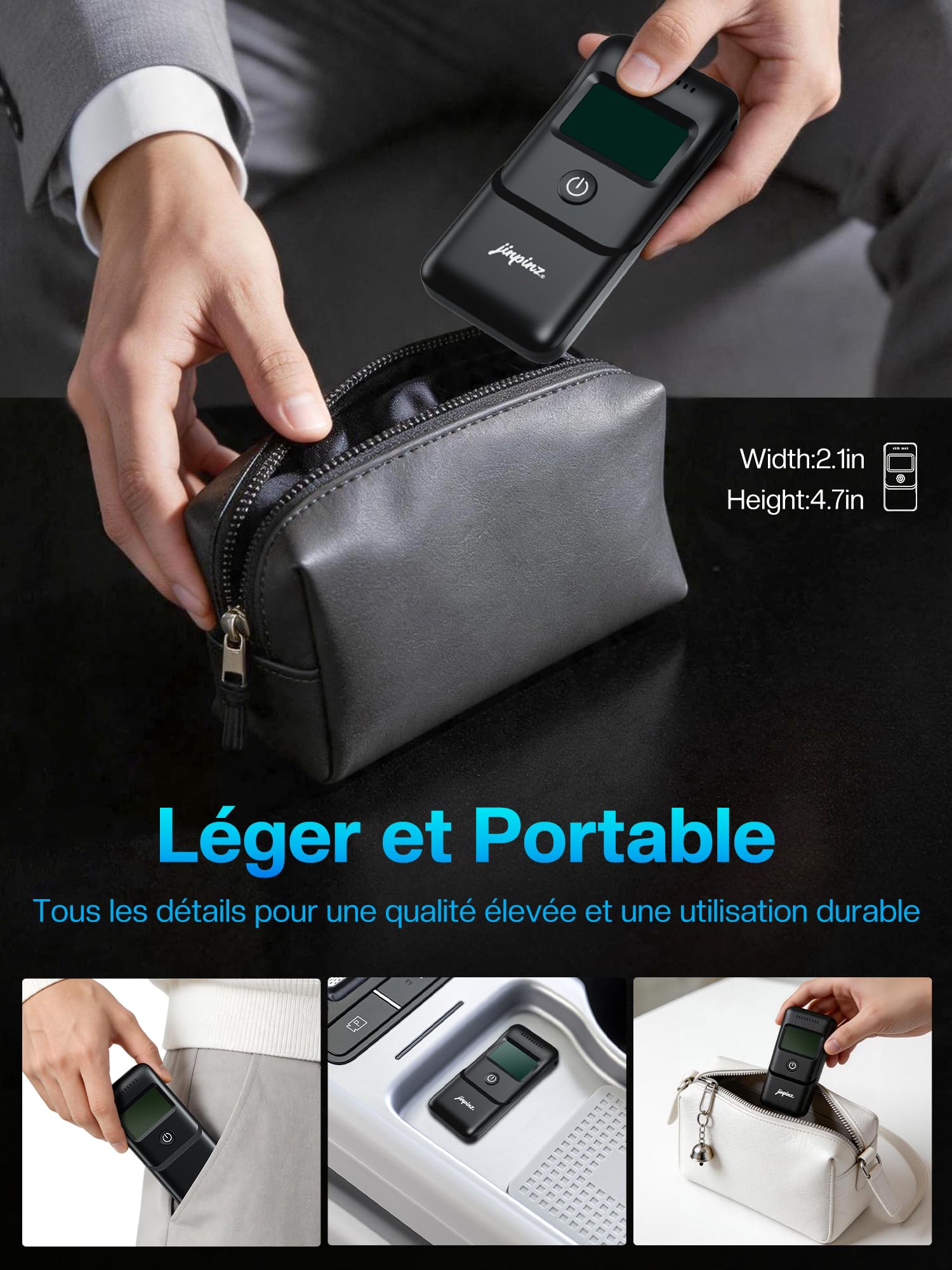 Ethylotest Electronique Précis Alcootest Numérique: Ethylometre Professionnel avec Écran LCD HD Capteur de Haute Précision - Portable Ethylotest avec 10 Embouts pour Particuliers et Usage Domestique