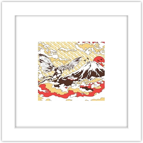 Trends International Gallery Pops Godzilla - Póster de pared tradicional japonés rey Ghidorah volador, 12.00 x 12.00 pulgadas, versión de marco