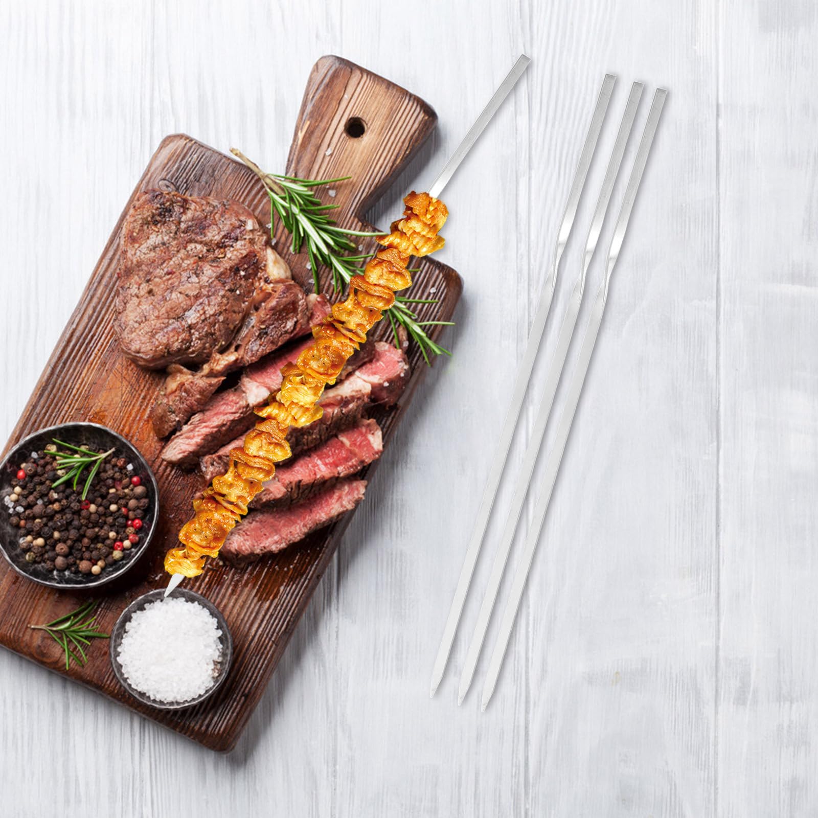 Spiedini Barbecue in Inossidabile Riutilizzabili Design Antiscivolo e Resistente al Accessori Grilling per Carne e Verdure
