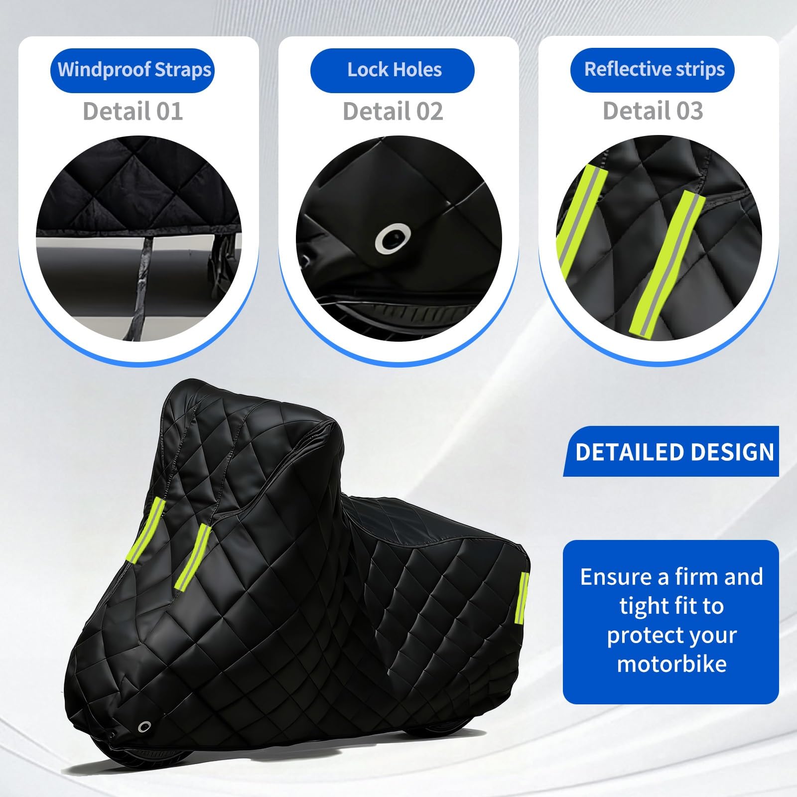 Motorrad Abdeckplane Wasserdicht für Can-Am Spyder RS-S | Verdickte Motorradplane Abdeckung Outdoor Hagelschutz Regen Sonne Staub UV Schutz Tearstop Motorradabdeckung mit Schlossloch