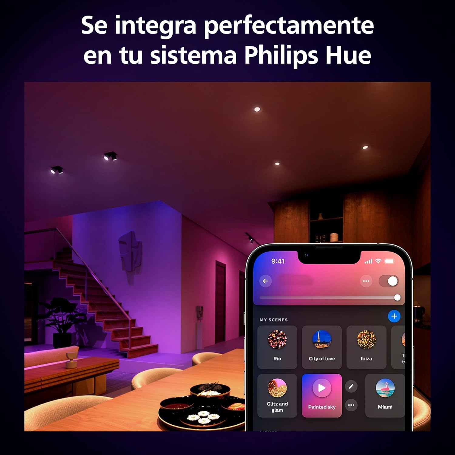 Philips Hue - Bombilla LED Inteligente, GU10, Luz Blanca y de Colores, 4.2W 400 lúmens, Compatible con Alexa y Google Home - Pack de 2 Bombillas LED inteligentes