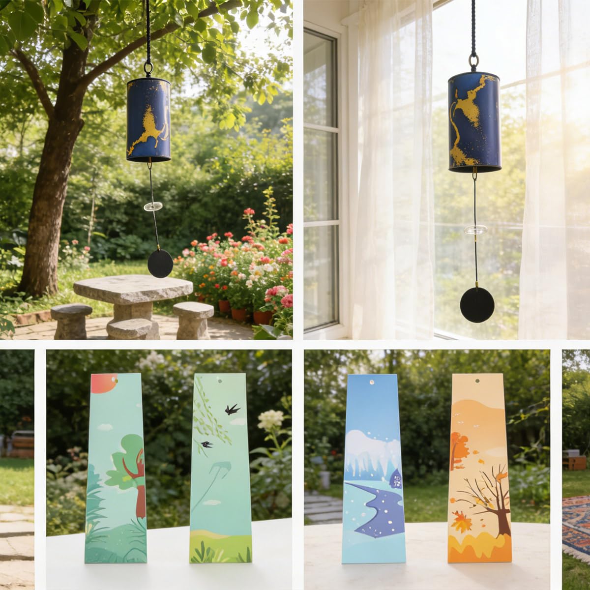Carillón de Viento, carillones de Viento curativos de 9 Notas para Dormitorio, balcón, decoración al Aire Libre y decoración al Aire Libre