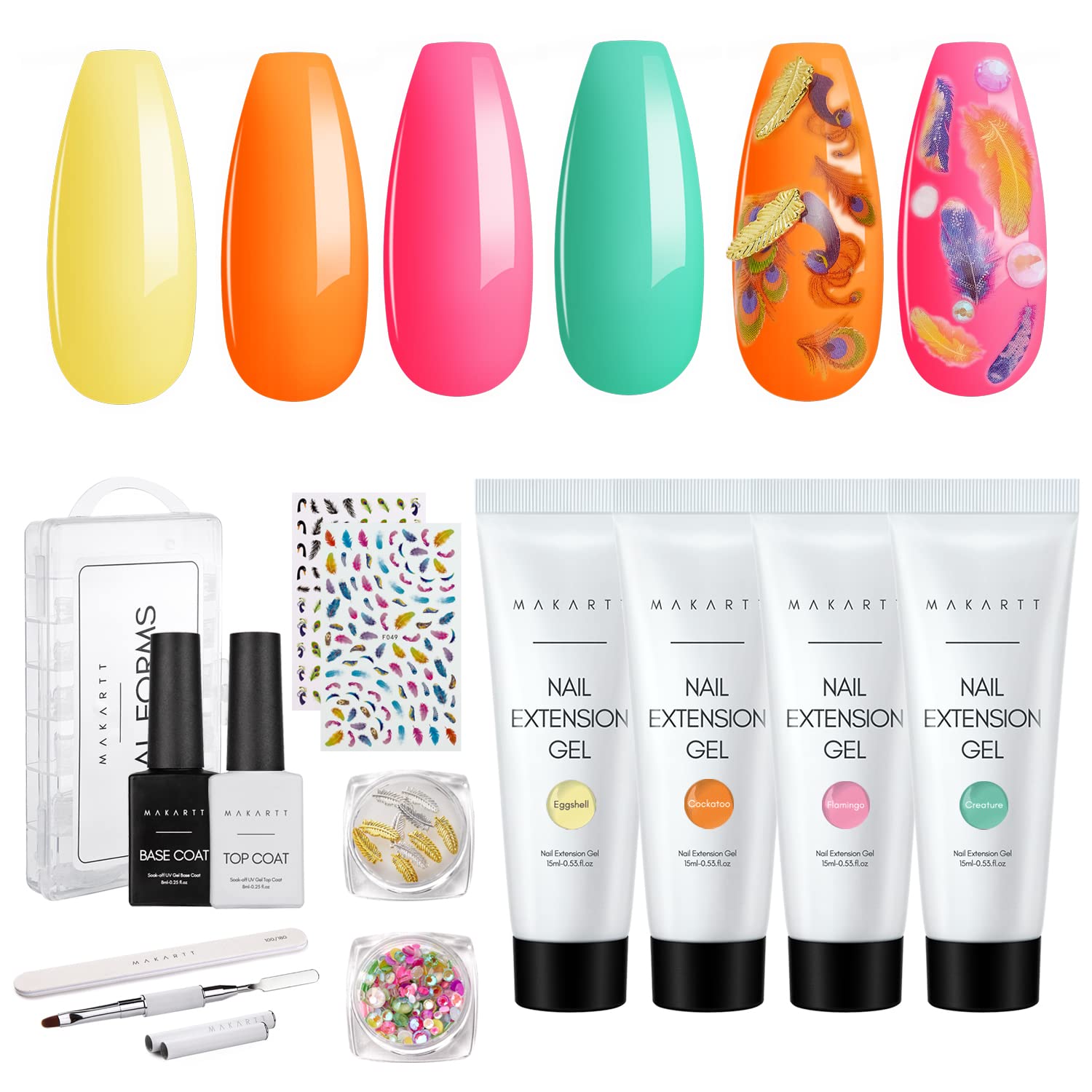 Amazon.com: Makartt Poly Nail Gel Kit Yellow Green Gel Extension Nail Kit  Hard Gel Nail Kit Pink Orange Builder Nail Gel Summer at Home Nail Kit  Manicure Spring Hard Gel for Nails :