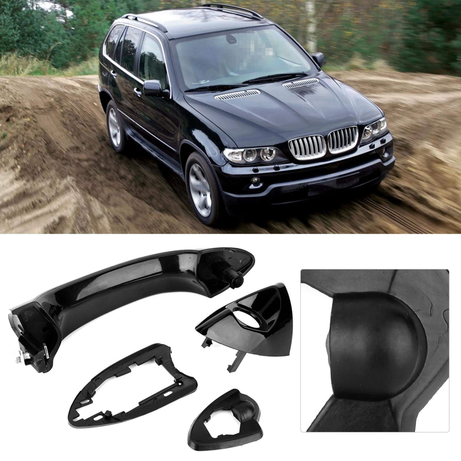 Poignée De Porte Extérieure Avant Gauche BMW E53 X5 2000-2006 – 51218257737 – Remplacement Noir Brillant ABS