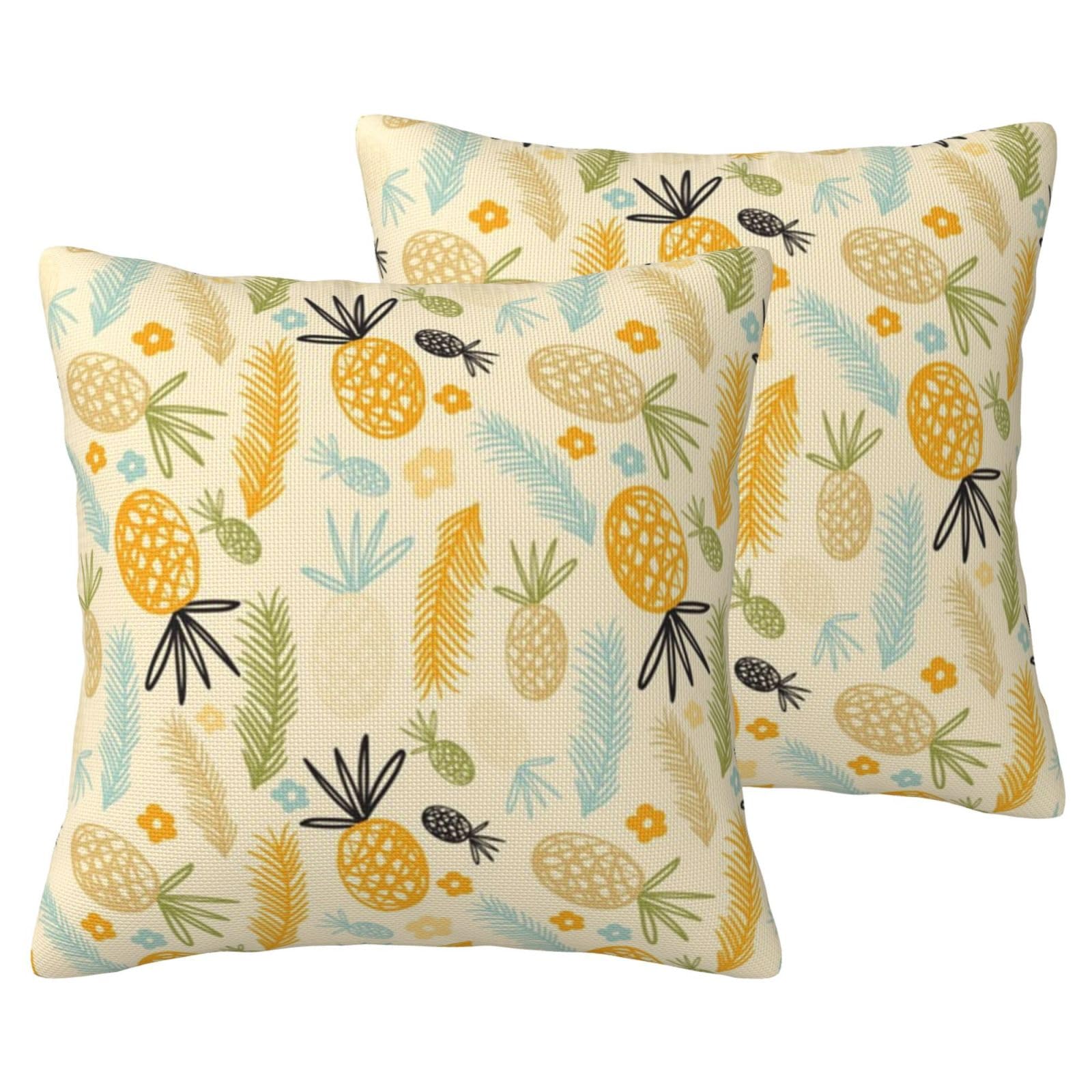 Taies d'oreiller ananas en lin lot de 2 pour la décoration de votre salon