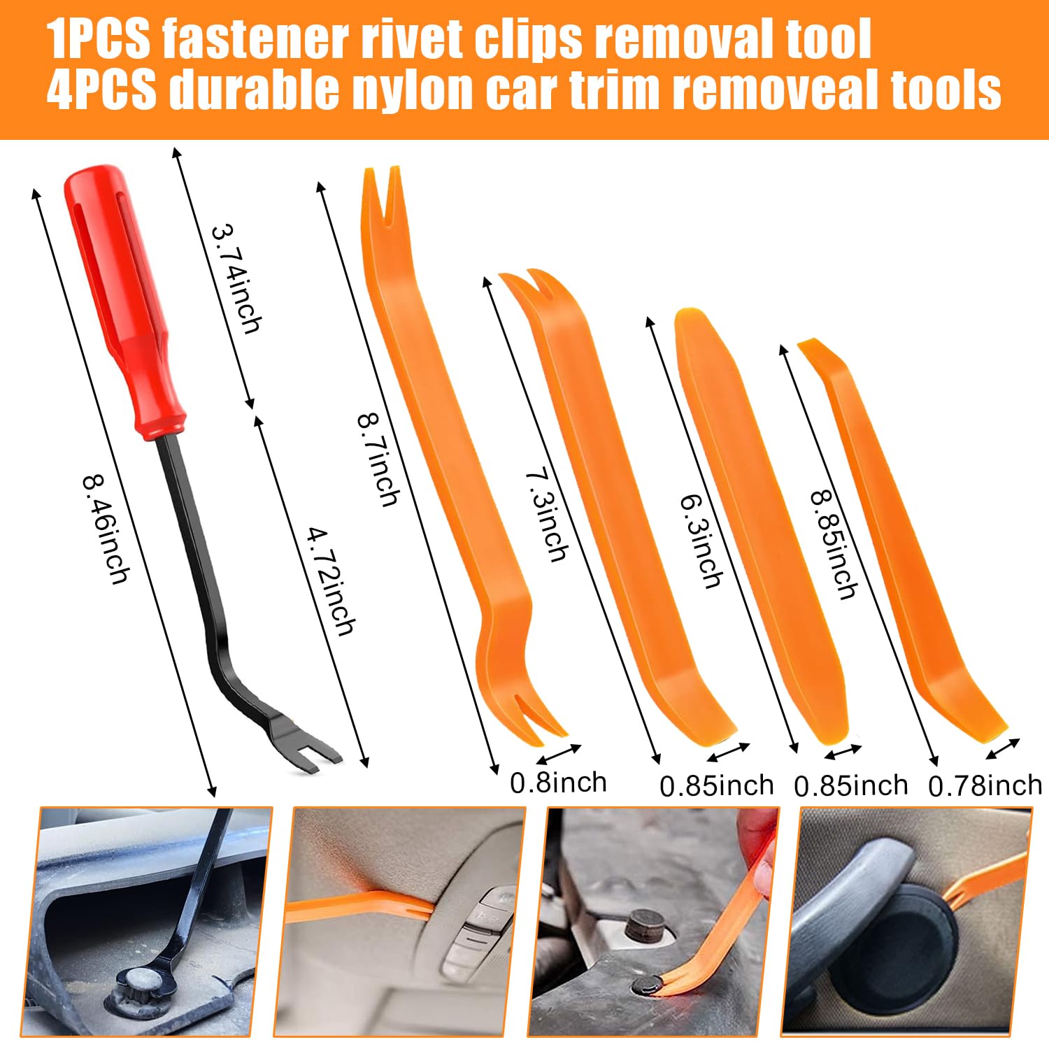 100Pcs Car Body Trim Clips, Car Retainer Clips, Auto Body Bumper Fender Retainer Clips Liner Fixed Clips Fasteners Tool, Universal Car Auto Body Fastener Rivet Trim Clips with Panel Removal Tool