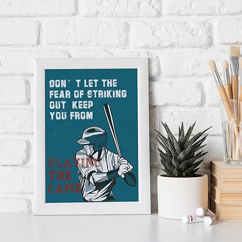 Miniatura 3 de Póster de frases de motivación con temática retro para deportes, con cita inspiradora, impresión artística, juego de 4 (8.0 x 10.0in, sin marco)