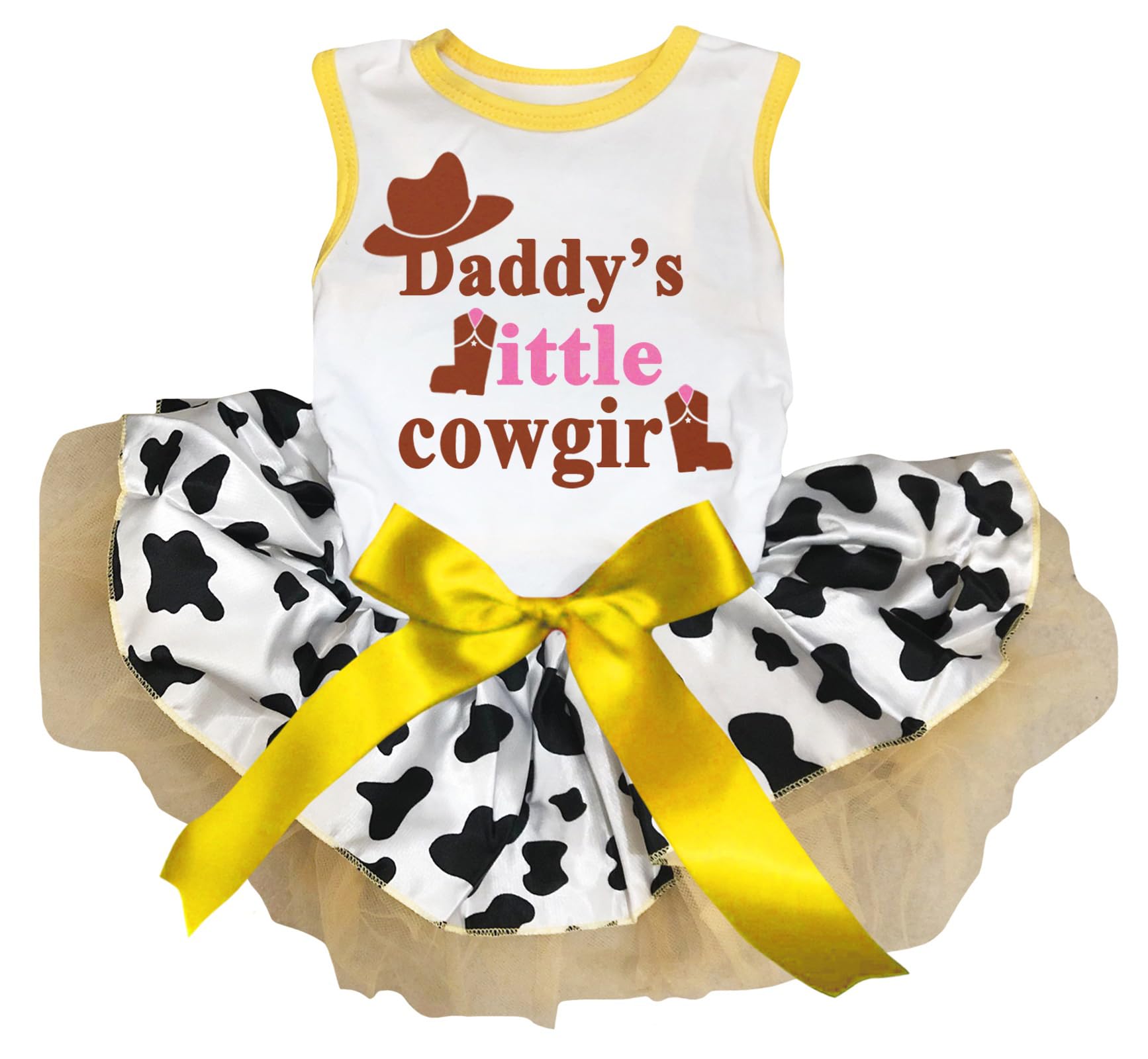 Chapeau pour chiot et bottes style vache blanc taille XXXL Daddy's Little Cowgirl