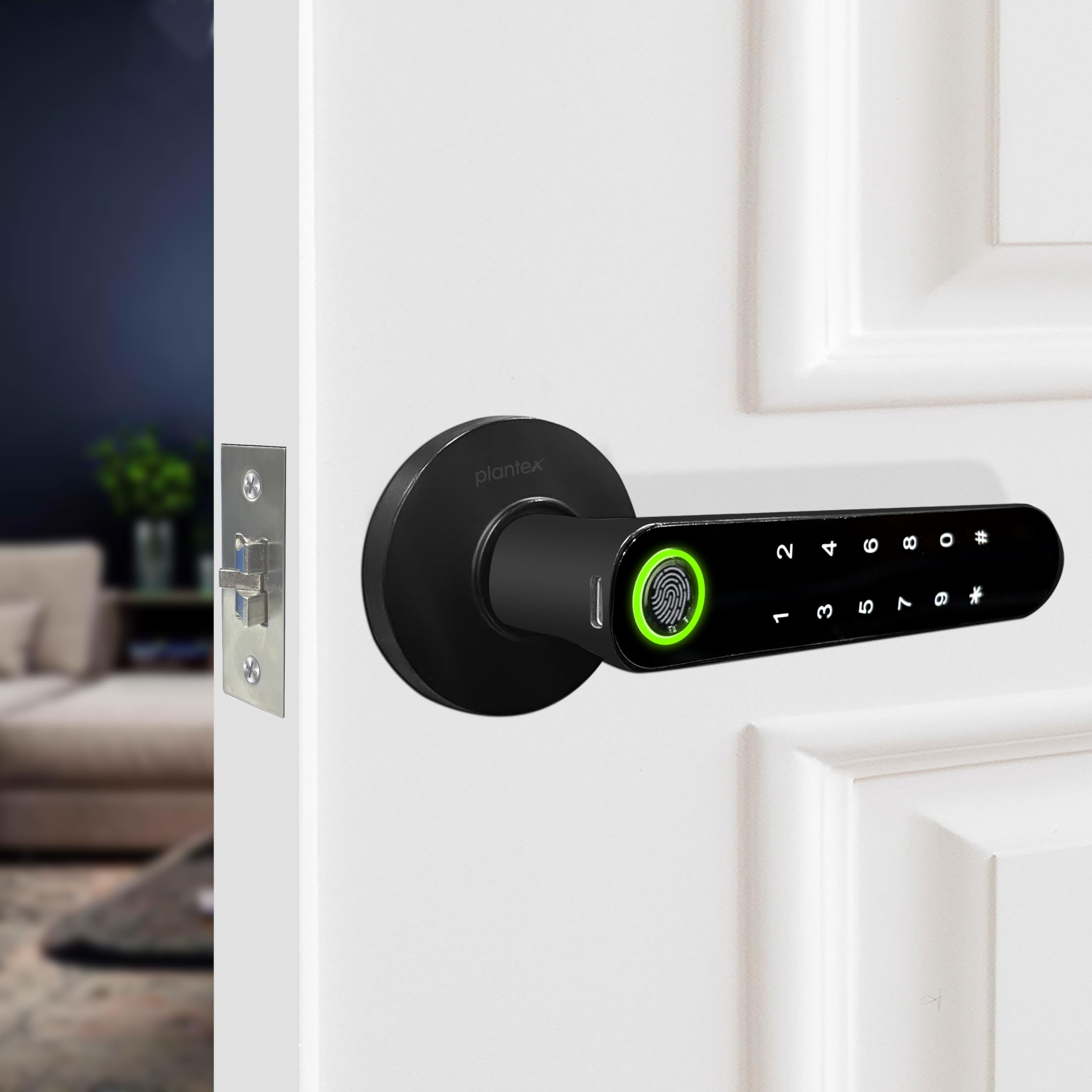 Plantex Smart Door Lock/Fingerprint Lock for Door/Touch Screen/Keypad Dead Bolt Lock/Biometric Smart Lock for Home/Office/Hotel - (Black)