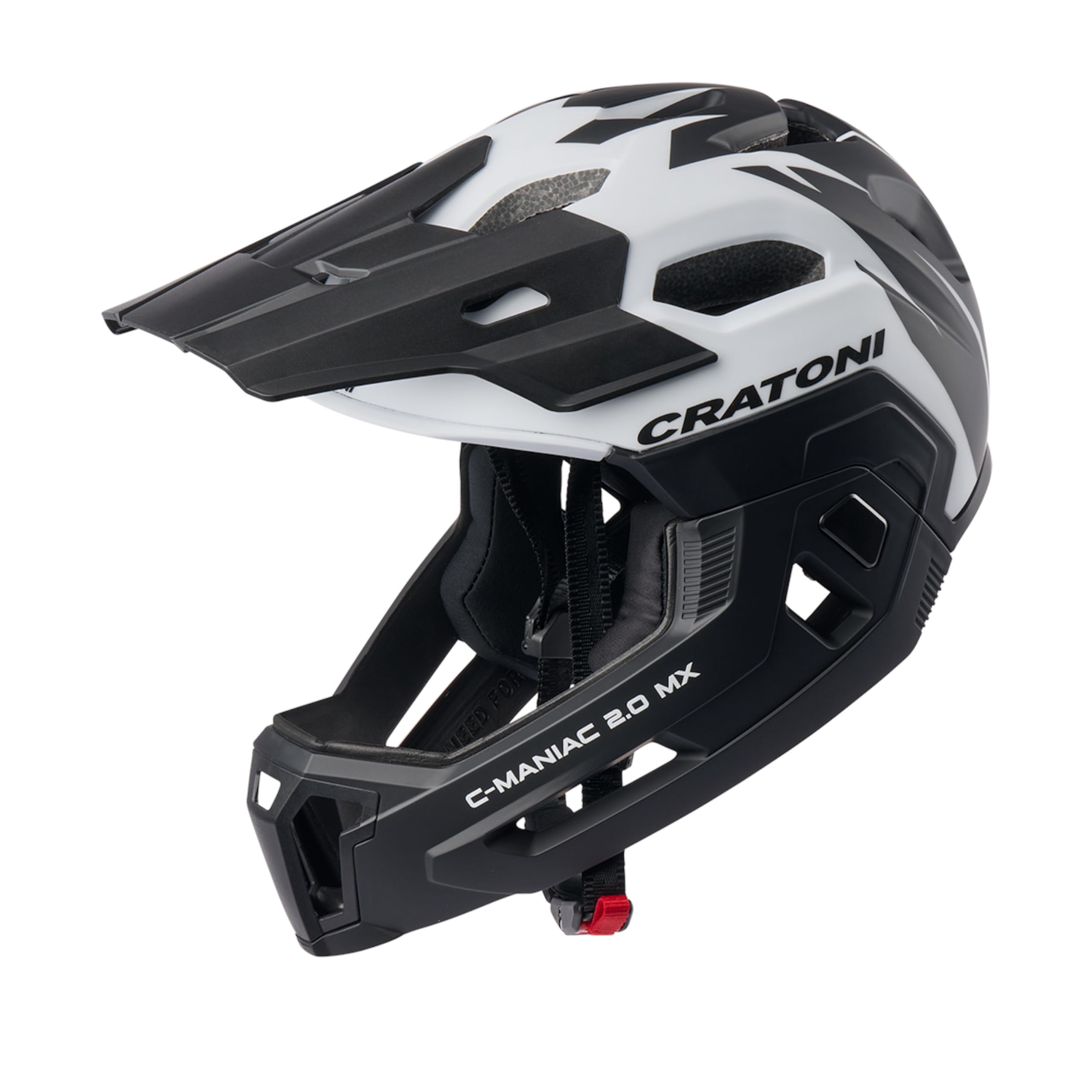 Cratoni C-Maniac 2.0 MX Fahrradhelm Fullfacehelm Downhill Freeride Kinnbügel abnehmbar (White-Black, M/L (54-58 cm)) Sport & Freizeit