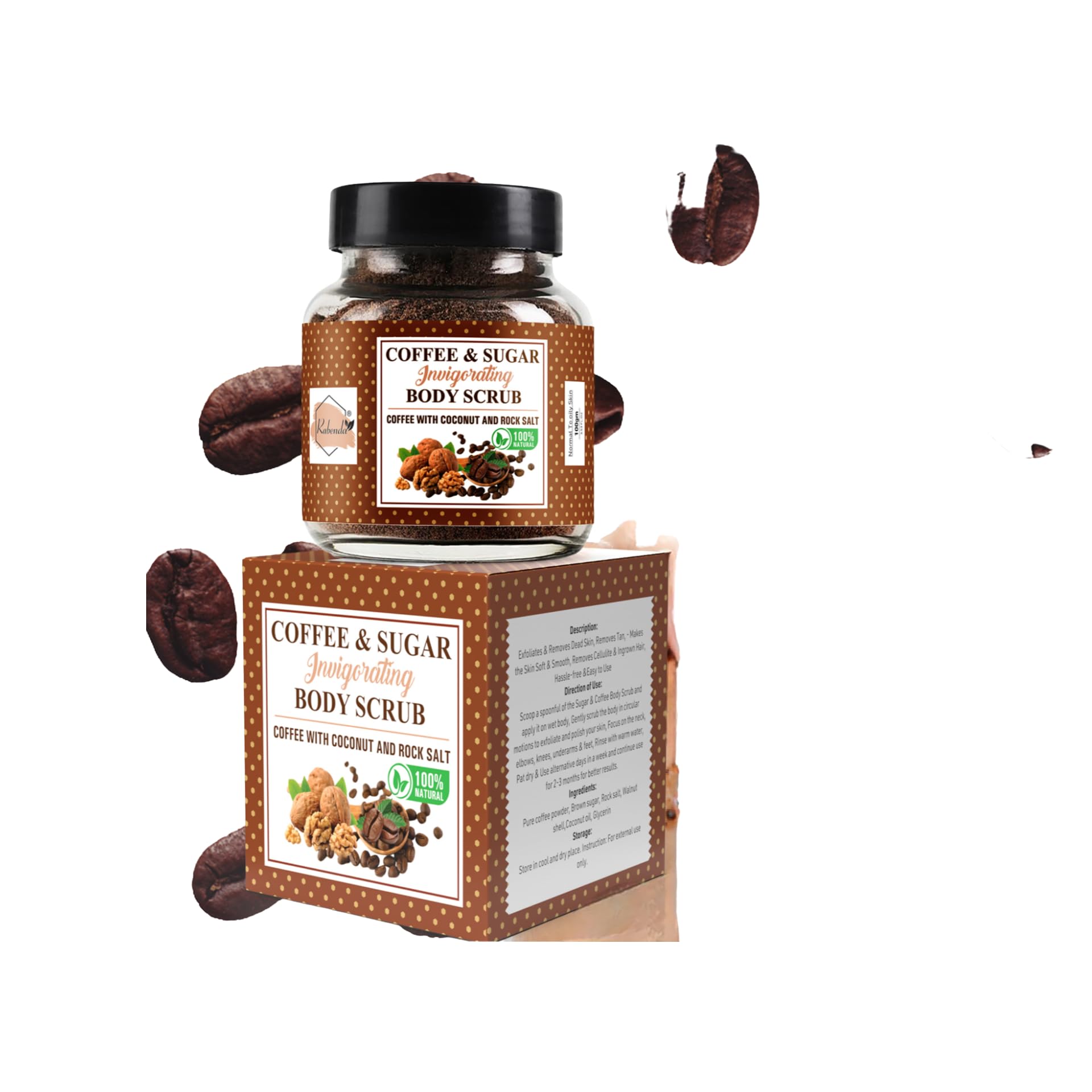 Generic Coffee Sugar Body Scrub with Coconut for Gentle Exfoliation & Smoothening | Reduces Dead Skin, Tan & Scars | Even Toned Skin with Coconut Aroma | Ultra Fine Scrub for Men & Women