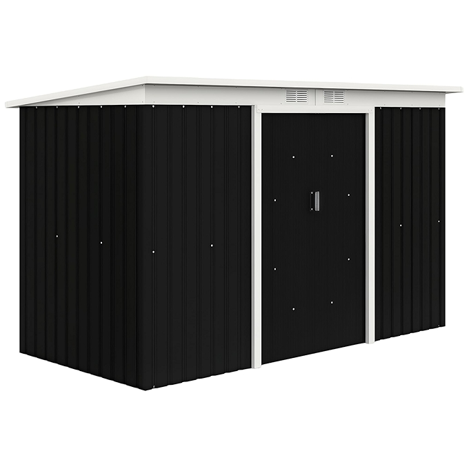 Outsunny Metal Garden Storage Shed with Double Sliding Doors - Dark Grey