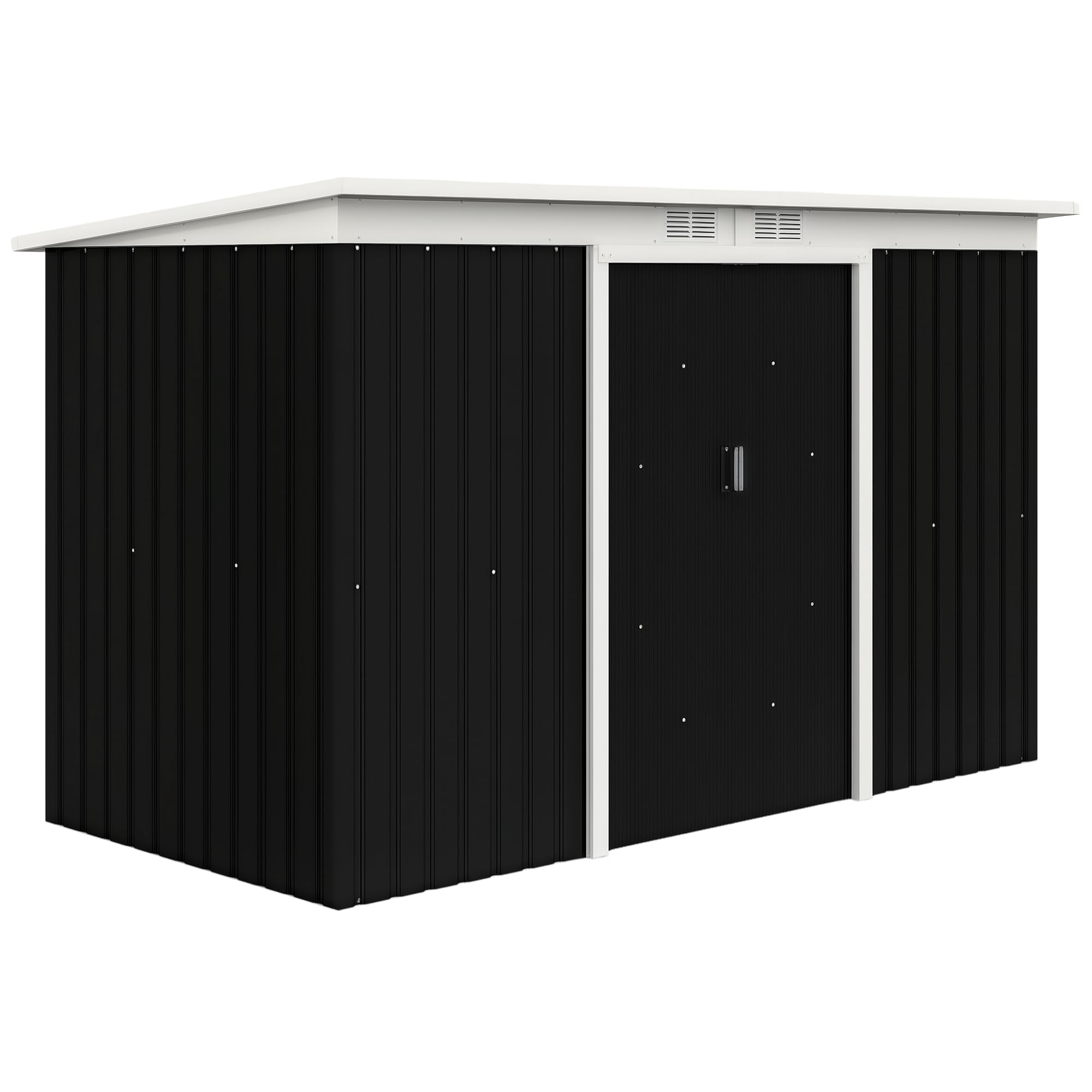 Outsunny Caseta de Jardín Exterior 3,2 m², 280x130x172 cm, Cobertizo de Jardín Exterior Metálico con Puerta Corredera, Techo Inclinado, Base Refuerzo (Suelo NO Incluido) y 2 Ventanas, Gris Claro — view 12