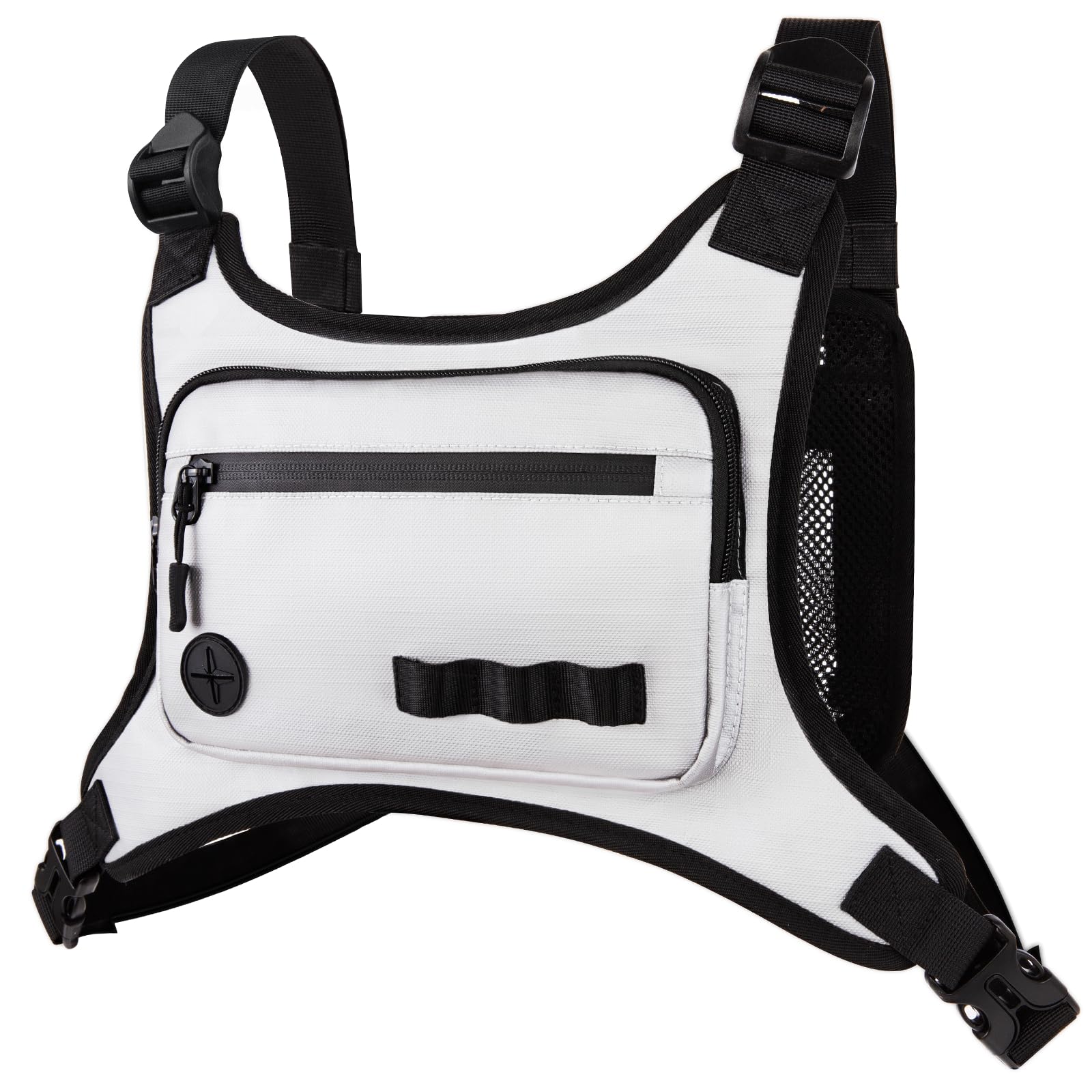 KINGSLONG Tasca sul petto da uomo, leggera, tattica, borsa sportiva, borsa a tracolla, impermeabile, con tasca e spazio aggiuntivo per traning, corsa, ciclismo, escursioni, viaggi, campeggio, bianco