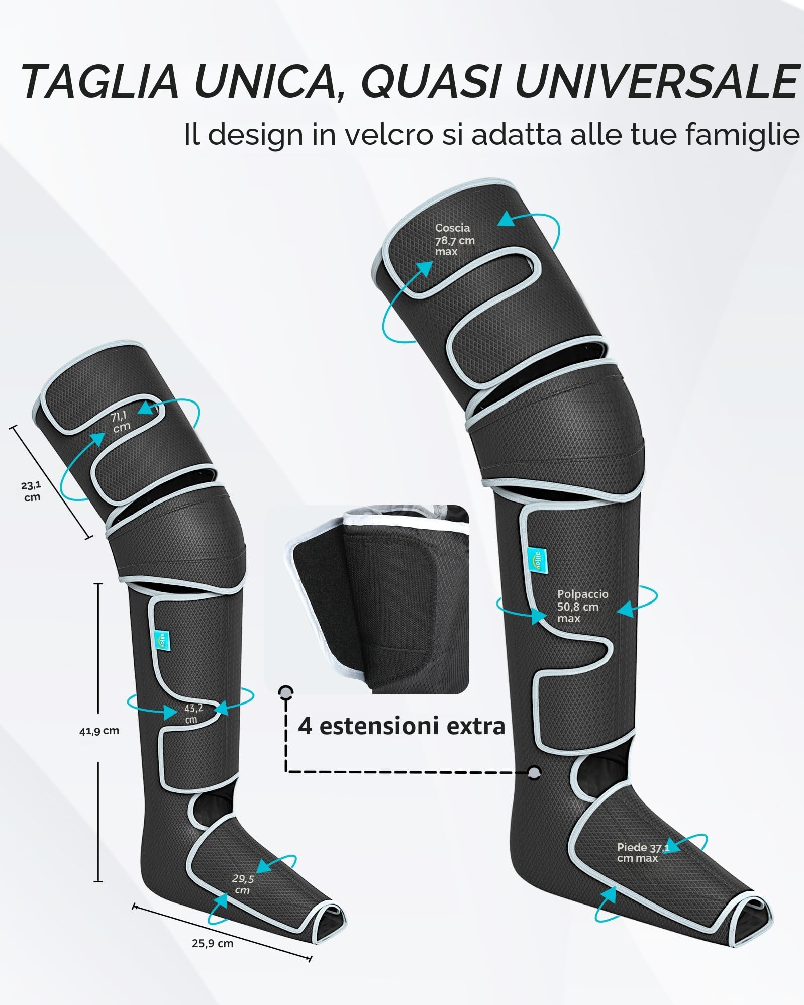 ALLJOY Massaggiatore Gambe con Calore, Pressoterapia per Casaper la Circolazione e il Sollievo dal Dolore, 2 Livelli 5 Modalità 4 Intensità, Regalo per Uomini e Donne