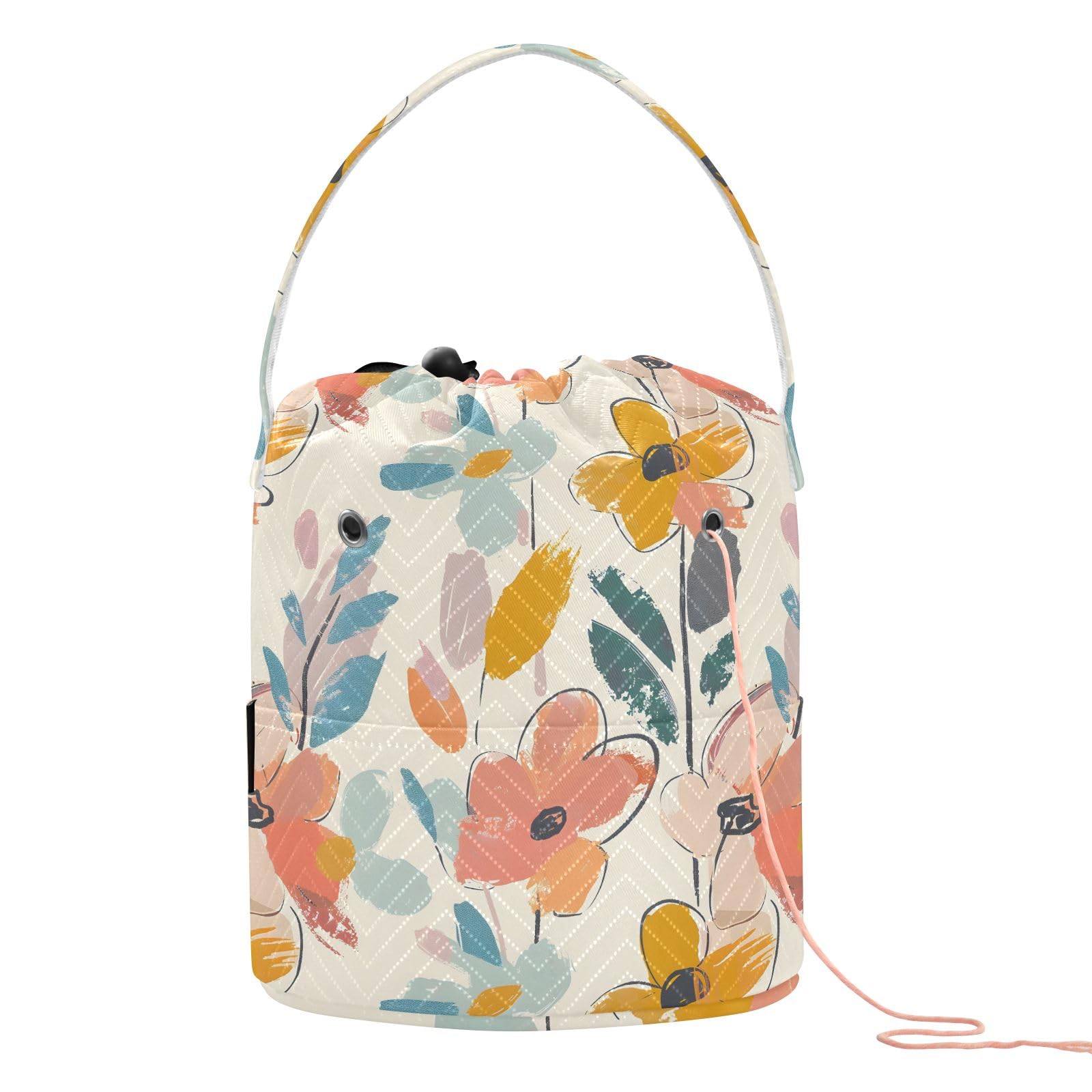 Yarn Storage Bag Small Crochet Bag Knitting Bag Organizer Graffiti Pastel Flowers Yarn Bags for Crocheting Basket