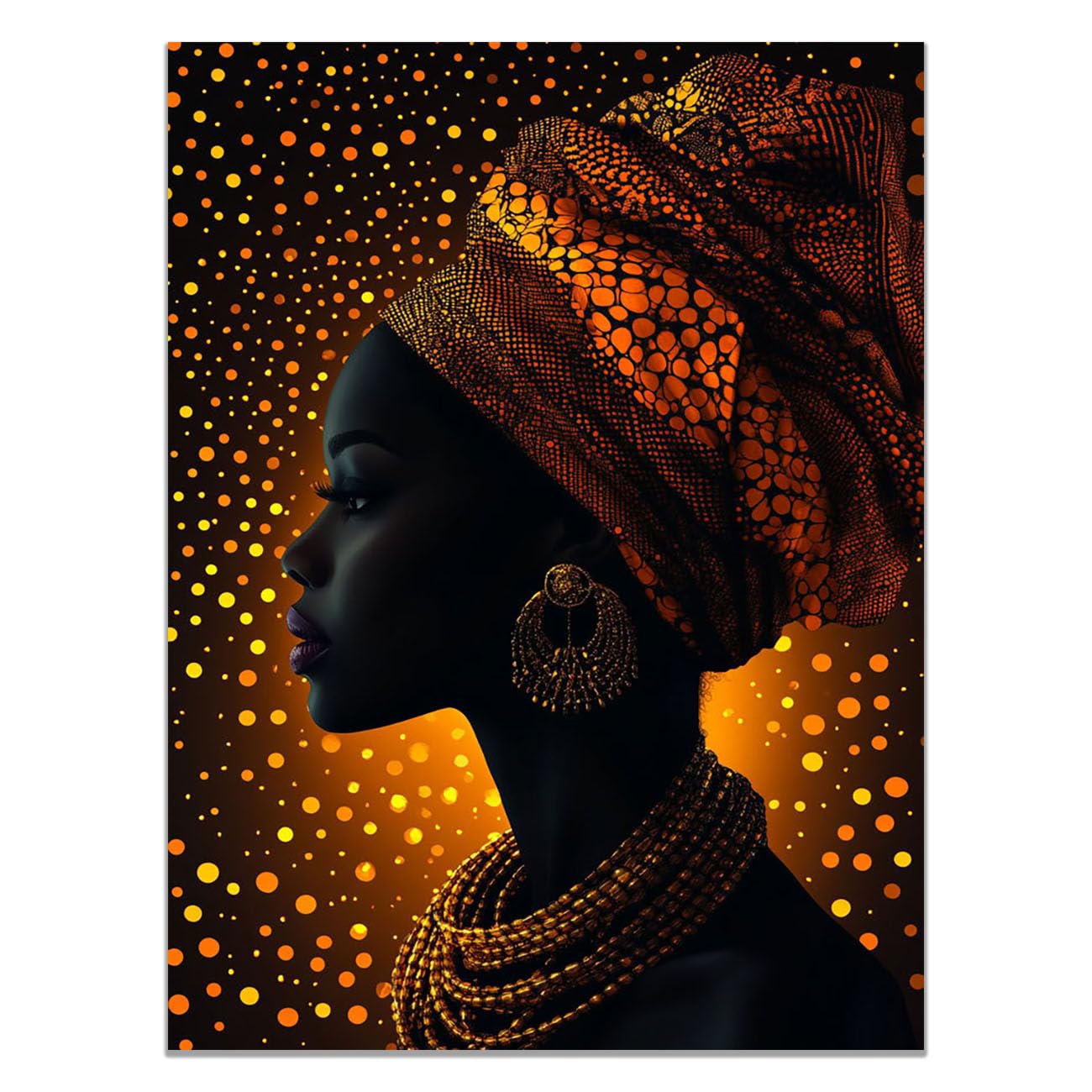 QUSAAOU Fashion Portrait Canvas Wall Art Woman Headwrap Gold Silhouette For Living Room Bedroom African American Decor For Home Afro Woman Poster And Prints(orange)-30x45cm1 Unframed