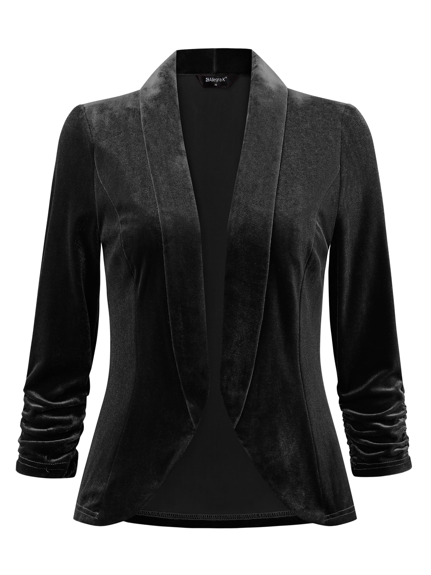 Allegra K Christmas Velvet Jackets for Womens 3 4 Sleeve Open Front Evening Jacket Cardigan