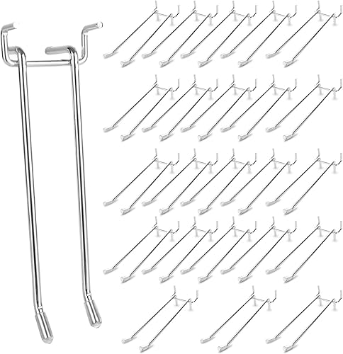 Miniatura 1 de CYEAH 24 ganchos para tablero de clavijas de doble brazo, ganchos resistentes de 6 pulgadas para tablero de clavijas de 14 pulgadas, ganchos de