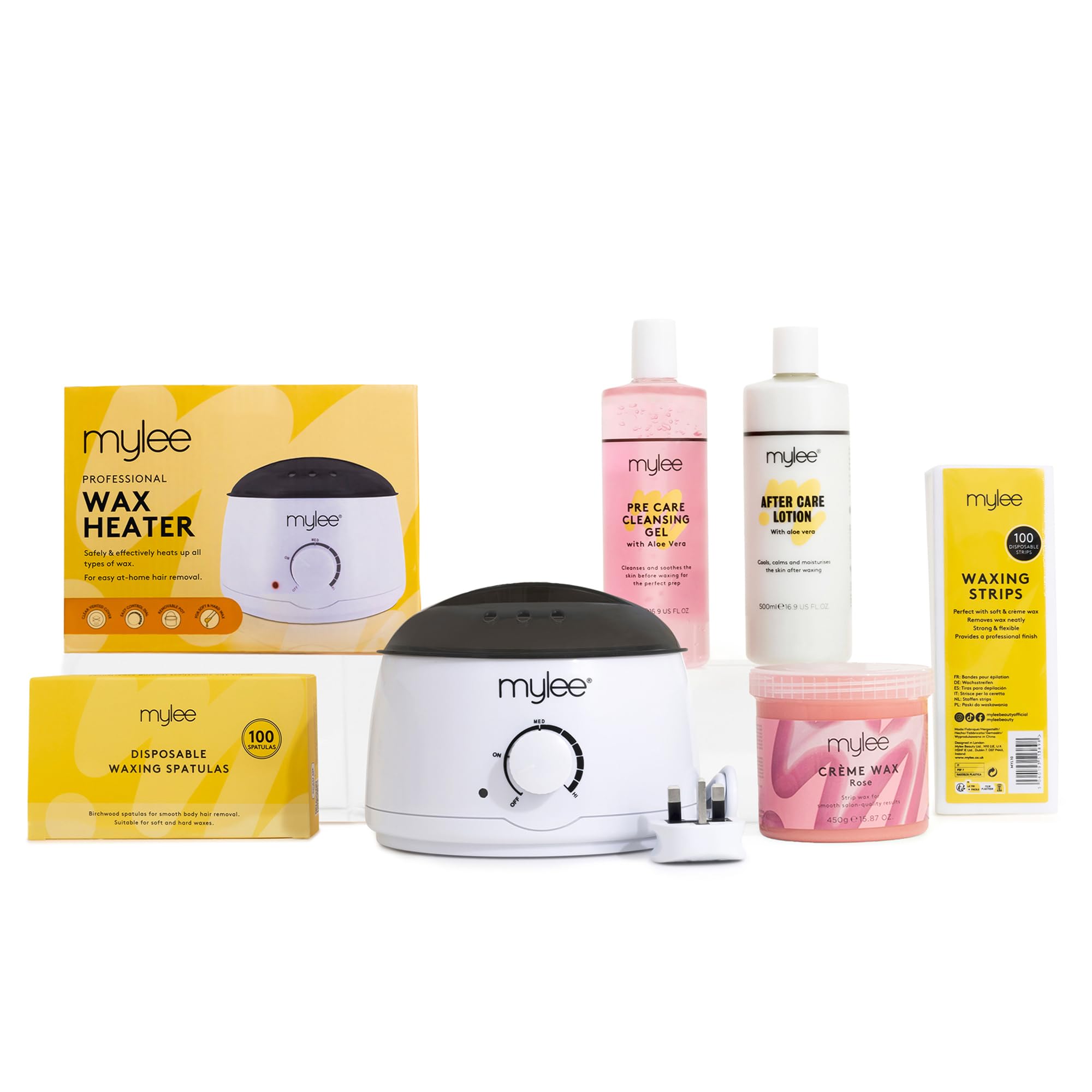 Complete Waxing Kit, Includes Salon Quality Wax Heater, Soft Cream, Strips, Spatulas and Pre & After Care Lotion (Rose)