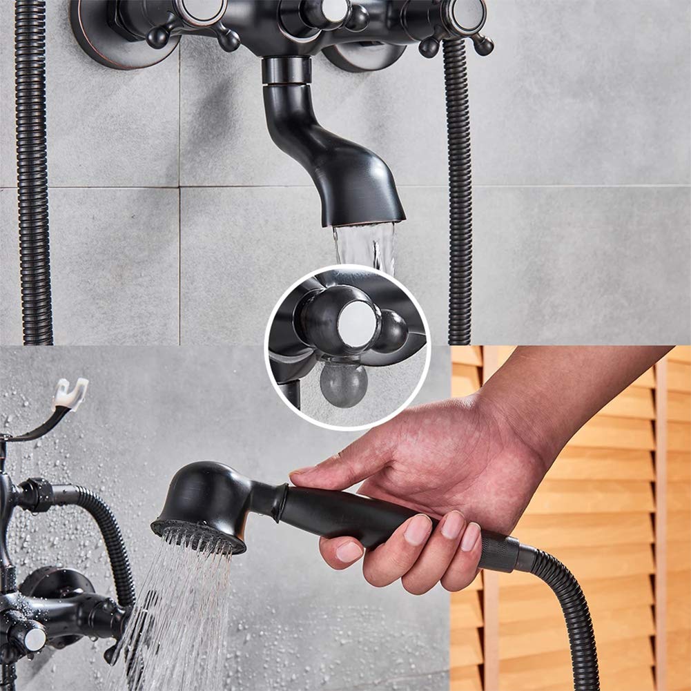 Grifo Para Bañera En Cascada,Cromo,con Alcachofa De Mano De 5 Funciones Grifo Mezclador De Laton Grifo Para Ducha De Pared Con Ducha Fria Y Caliente 92621736