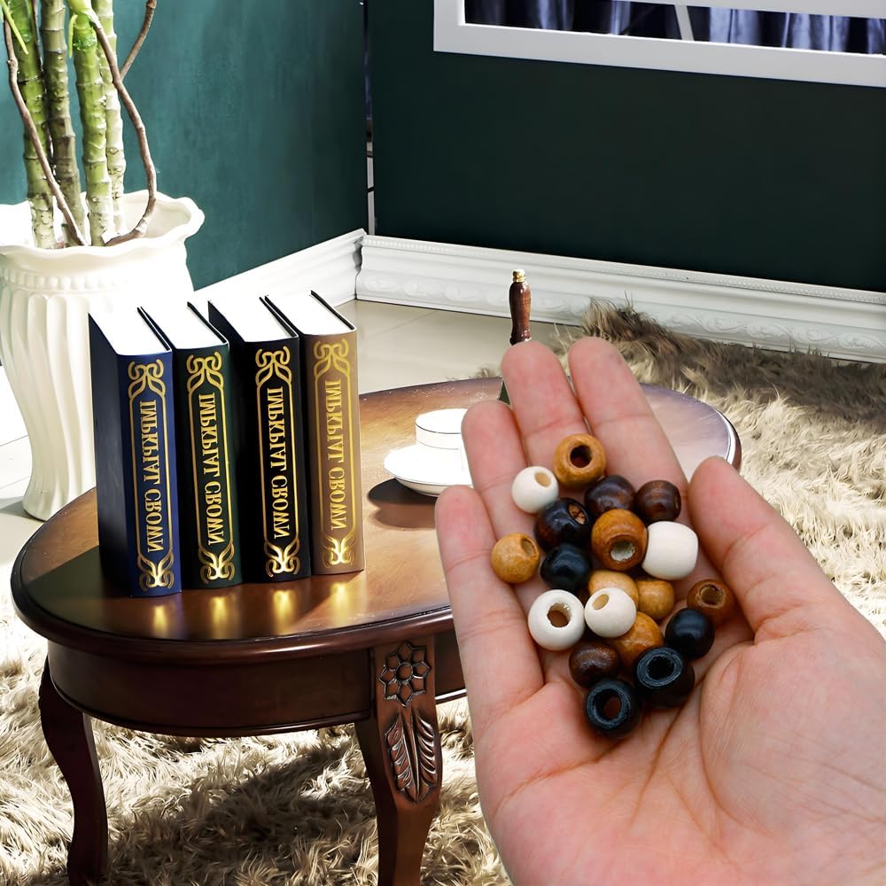 400Pcs Large Hole Wooden Craft Beads, 12x11mm Natural Barrel Wood Loose Beads Spacer Beads Big Hole Beads Assorted for Jewelry Making Decoration Bracelet DIY Handmade - Image 5