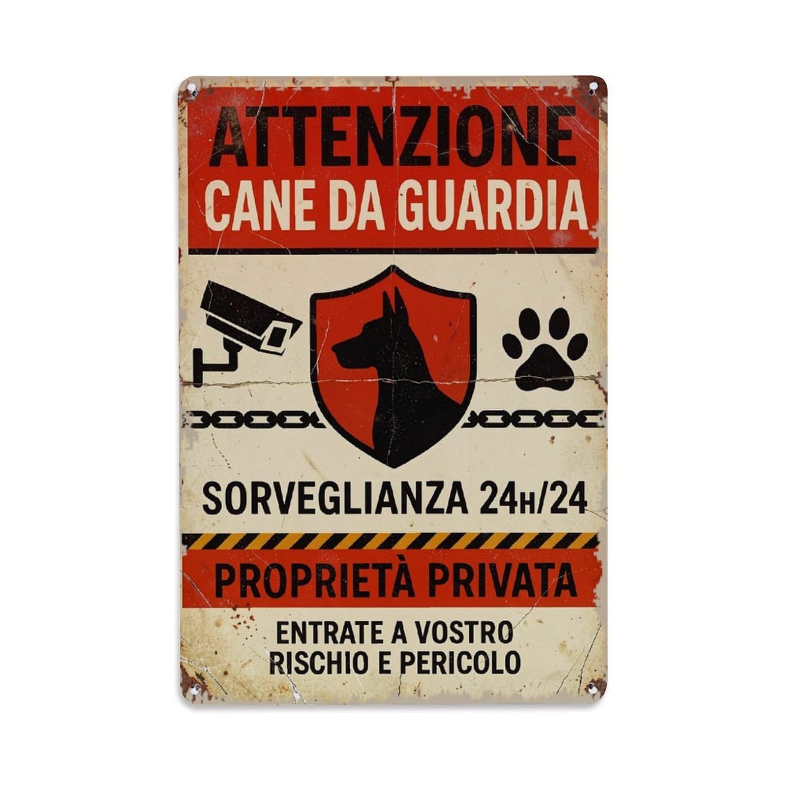 Jdfenggu Vintage Warning Sign With Dog Retro Metal Tin Sign, Metal Poster For Bar, Home, Man Cave, Kitchen, Laundry Room Art Decor 8X12 Inch