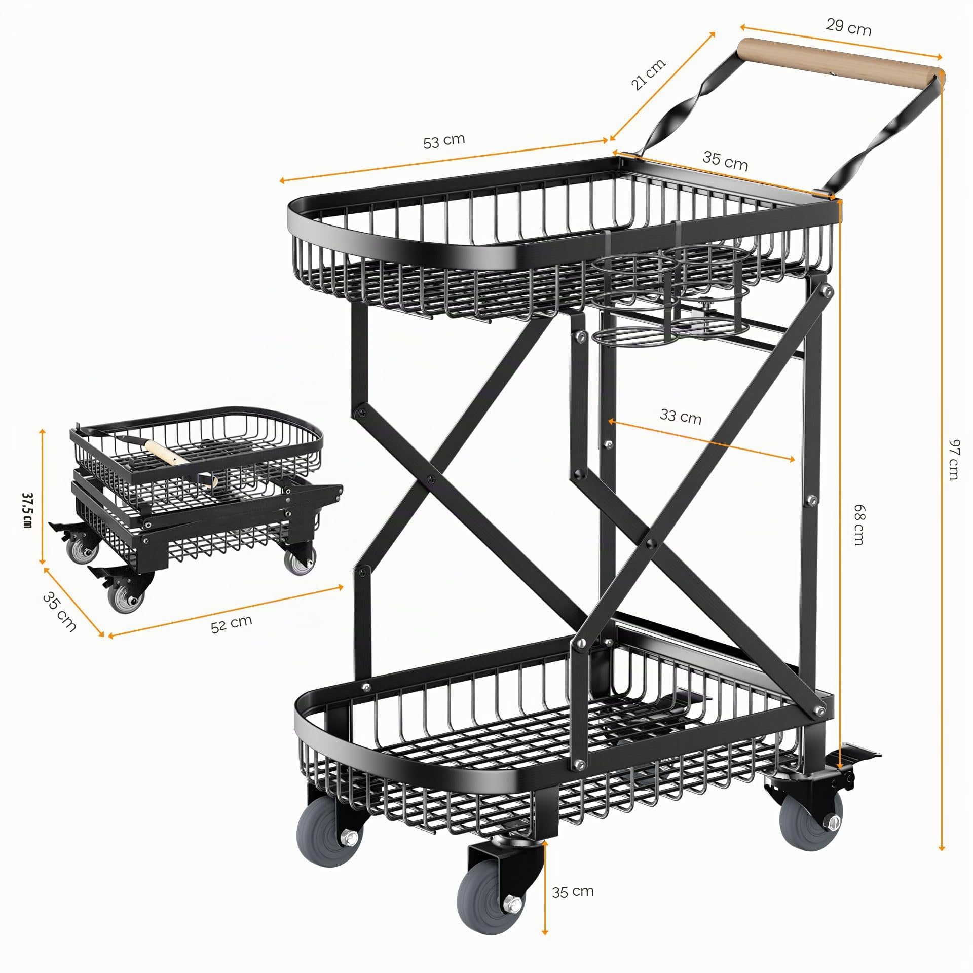 Mimoke Carro de barbacoa, carrito auxiliar con mesa de barbacoa con ruedas, plegable de acero al carbono, mesa auxiliar para jardín, para viajes al aire libre, compras (tamaño mediano)