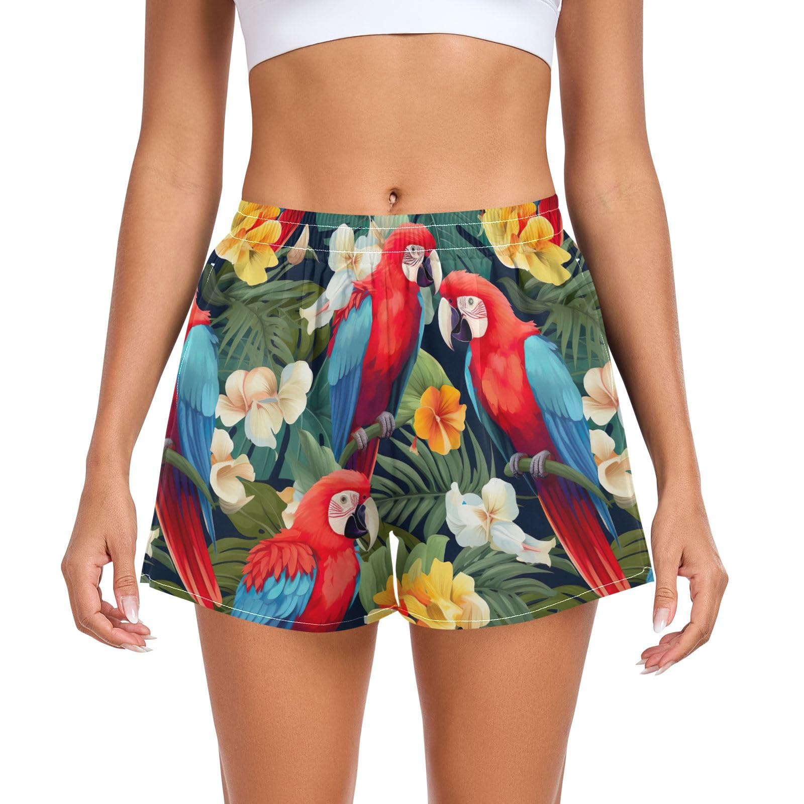 Women's Running Shorts Parrot Tropical Women's Athletic Shorts with Pockets XL 202a8794