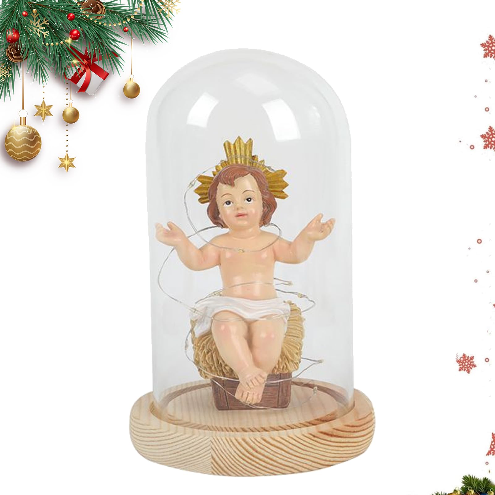 Figurines de Jésus lumineuses pour crèche de Noël et décoration chrétienne