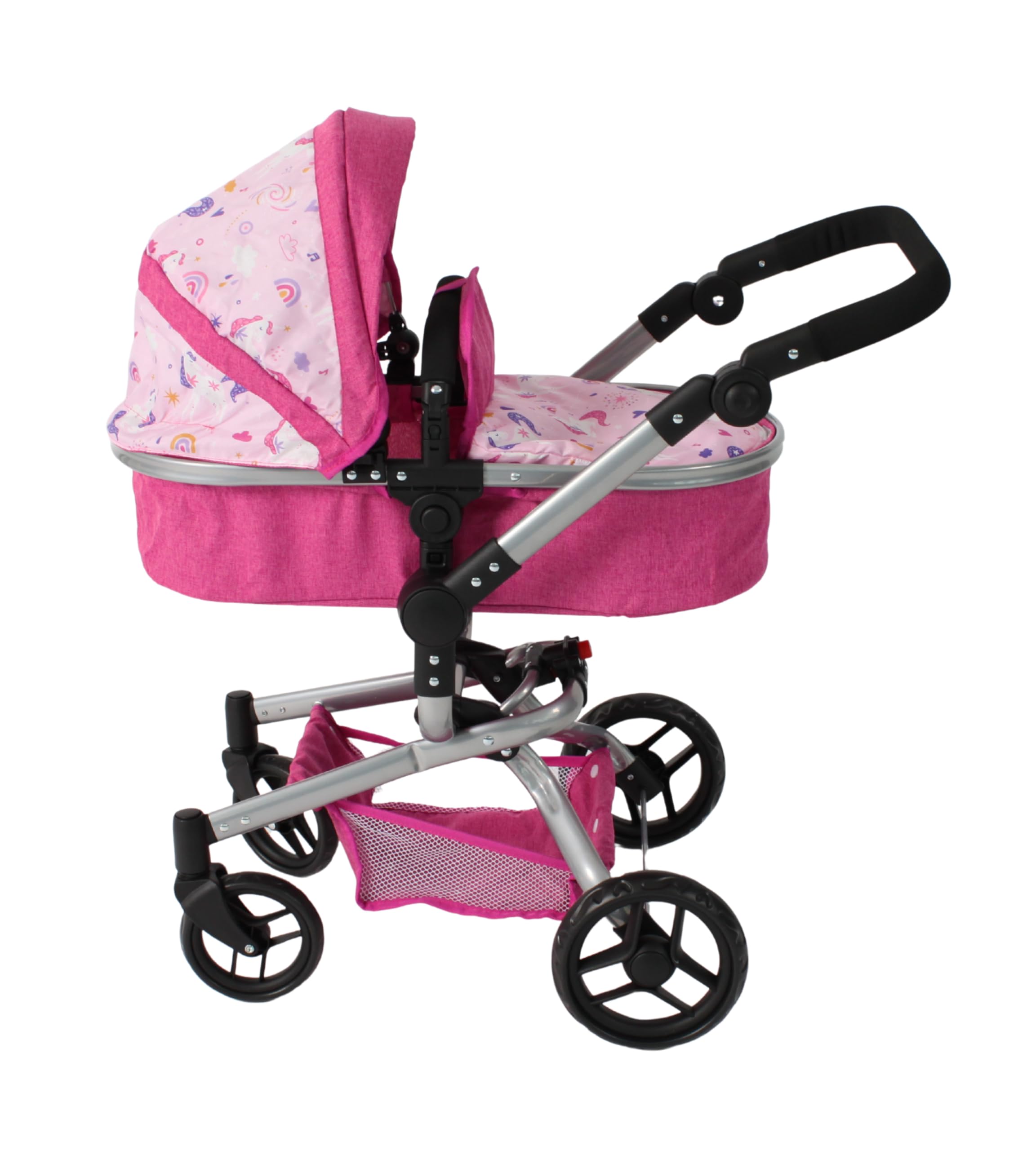 Bayer Chic 2000 - Passeggino per bambole Yolo 2 in 1 da 3 a 8 anni, passeggino per bambole fino a 52 cm, unicorno rosa