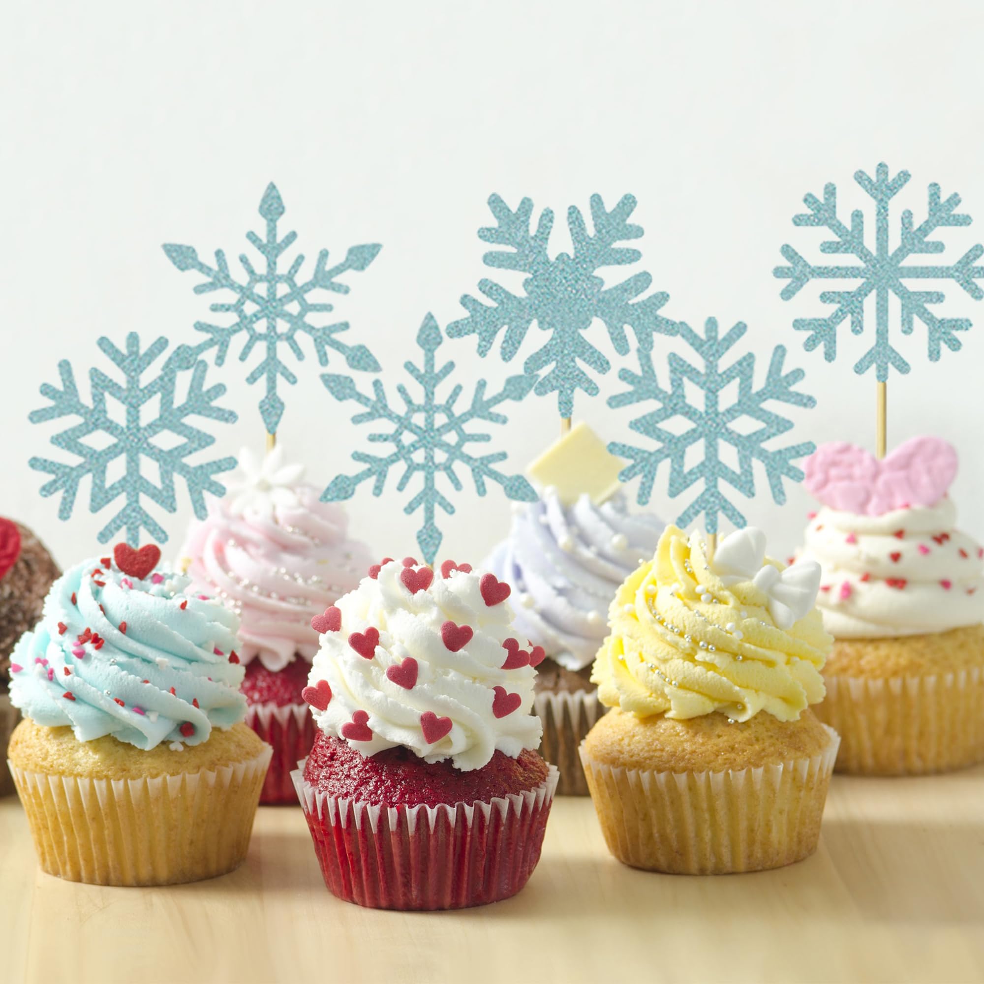 30 Piezas De Adornos De Copos De Nieve Para Cupcakes Con Purpurina De Doble Capa Temática De Invierno Con Copos De Nieve, Decoración Para Baby Shower, Niños, Cumpleaños, Fiesta De Navidad