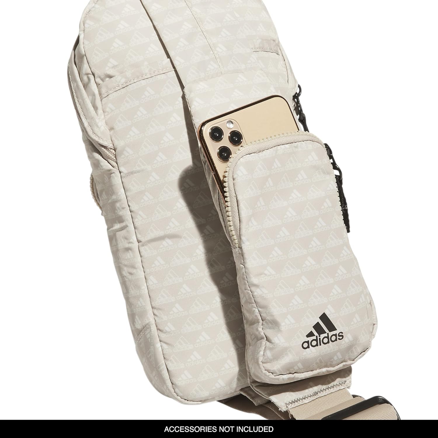 adidas Essentials Sling Small Crossbody Bag for Women and Men (5L), Bos Mini Monogram Wonder Beige/Black/2.0, One Size - Image 4