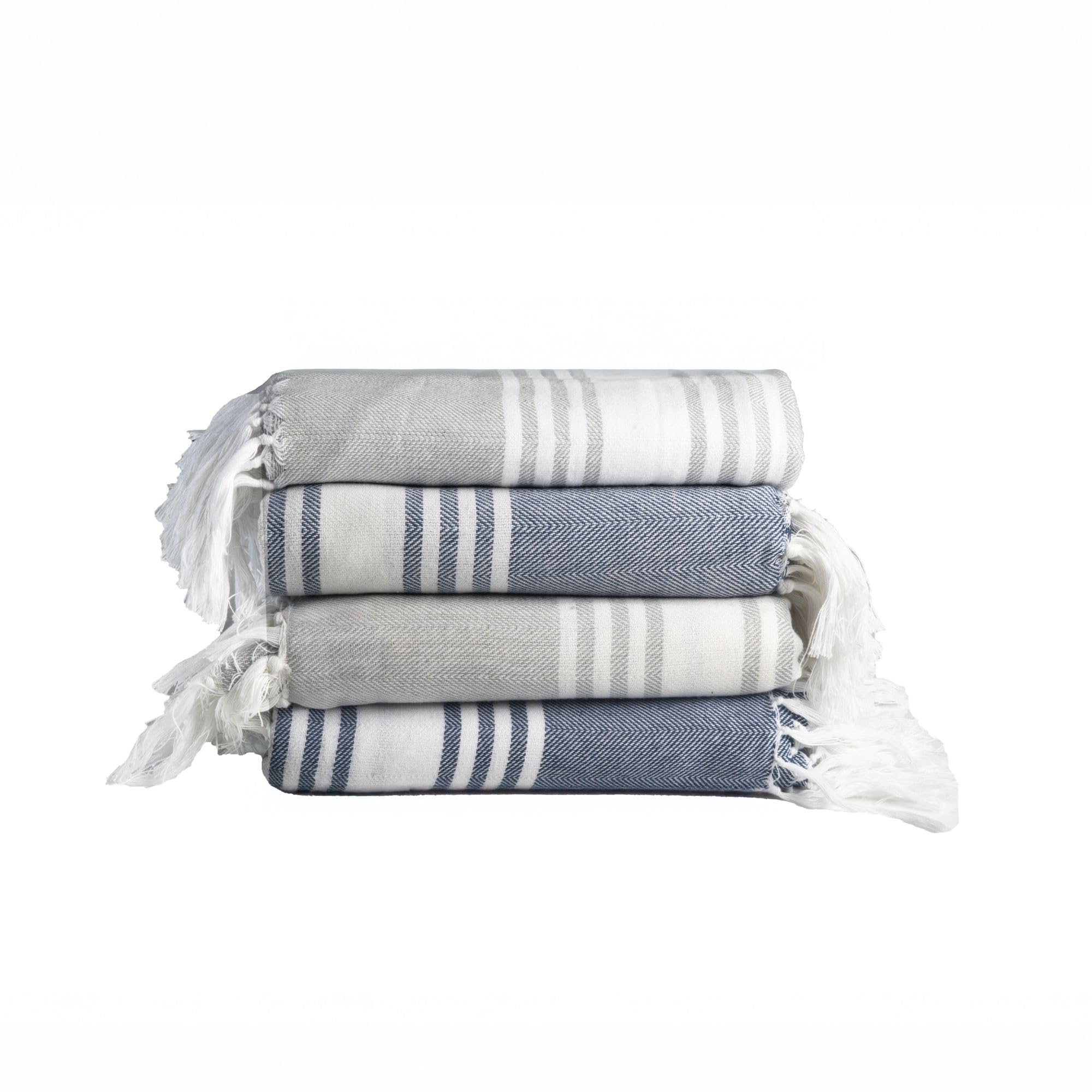 Salt Earth 100% Cotton Herringbone Turkish Beach Towel, (Set of 4, 36"x72") - Soft, Quick Dry, Absorbent Towels for Bathroom, Home, Travel, Pool, Spa,